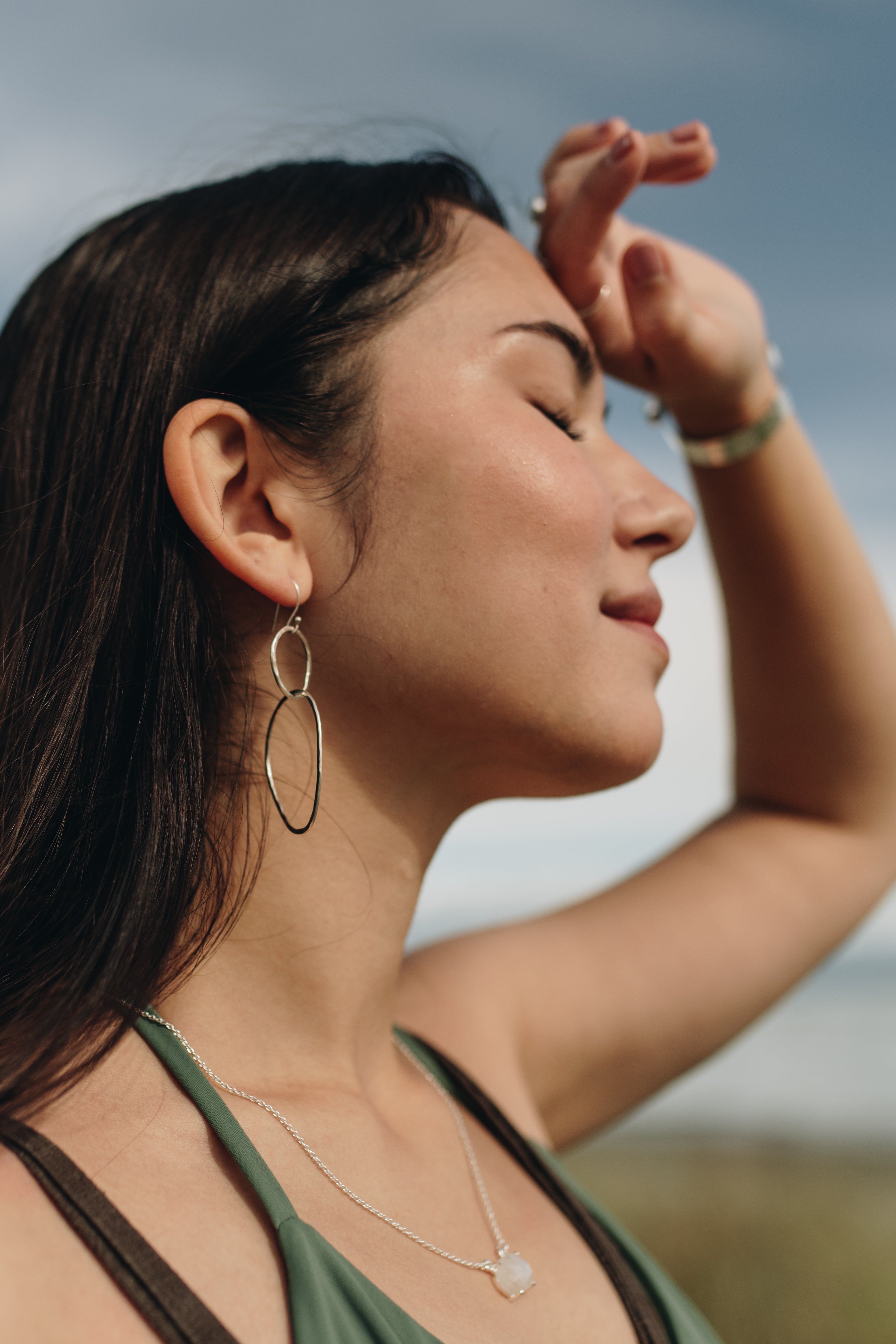 Organic Silver Hoop Earrings