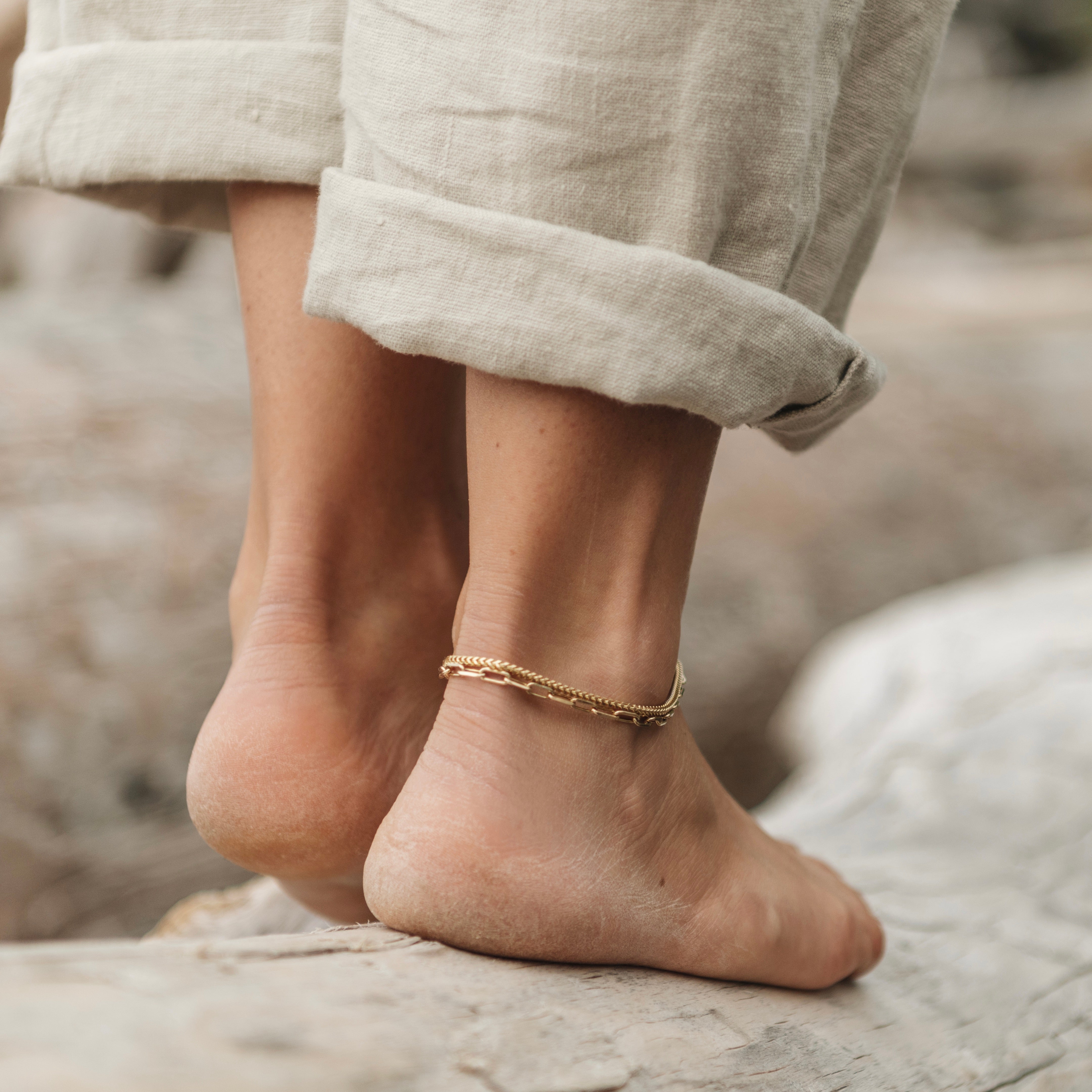 Paperclip gold anklet
