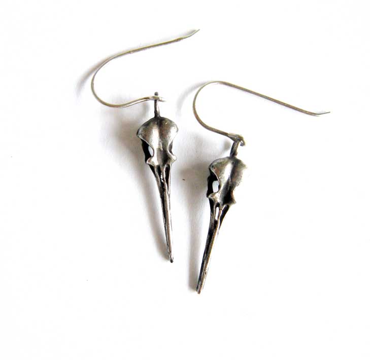 Boucles d'oreilles crâne de colibri en argent
