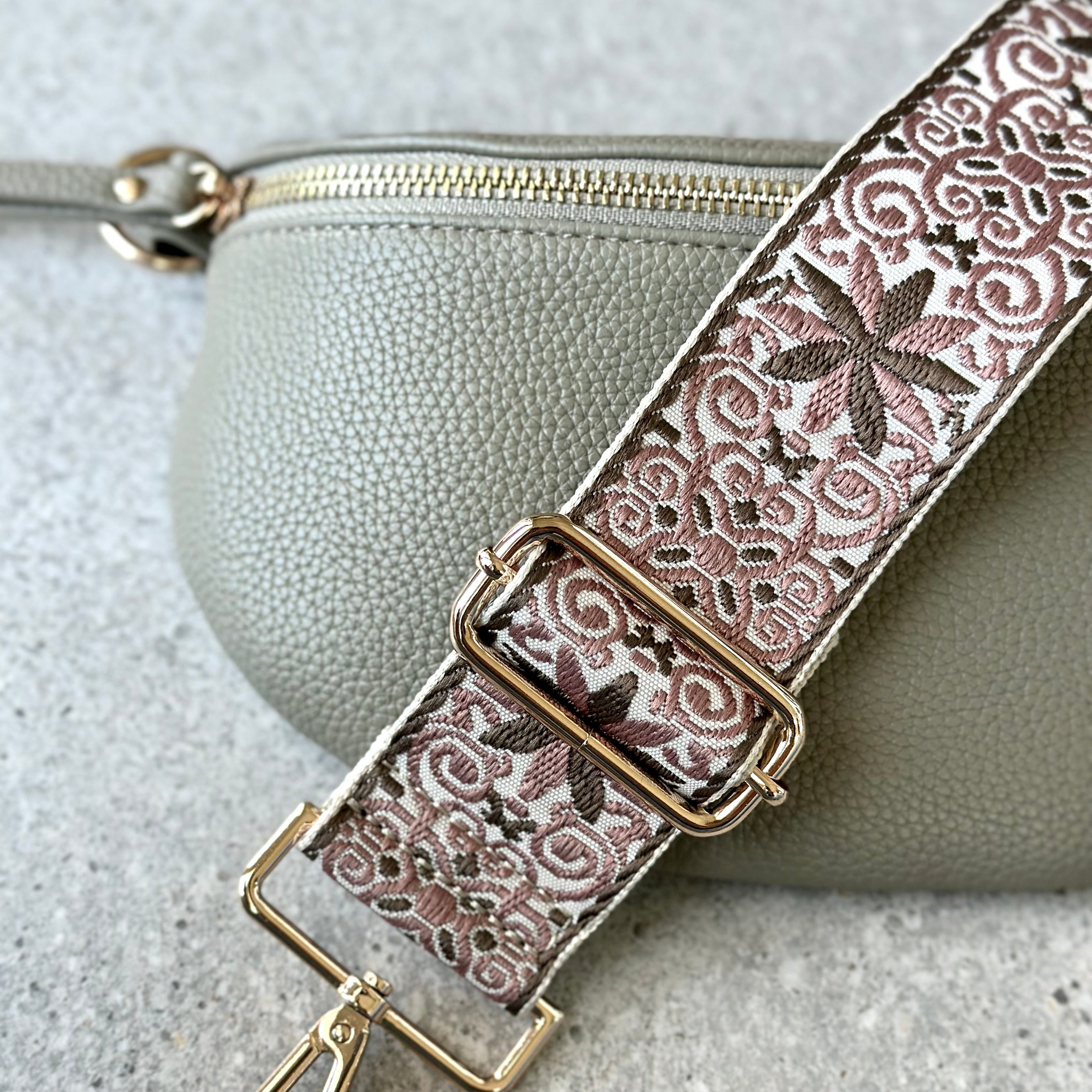 Dusty rose bag strap