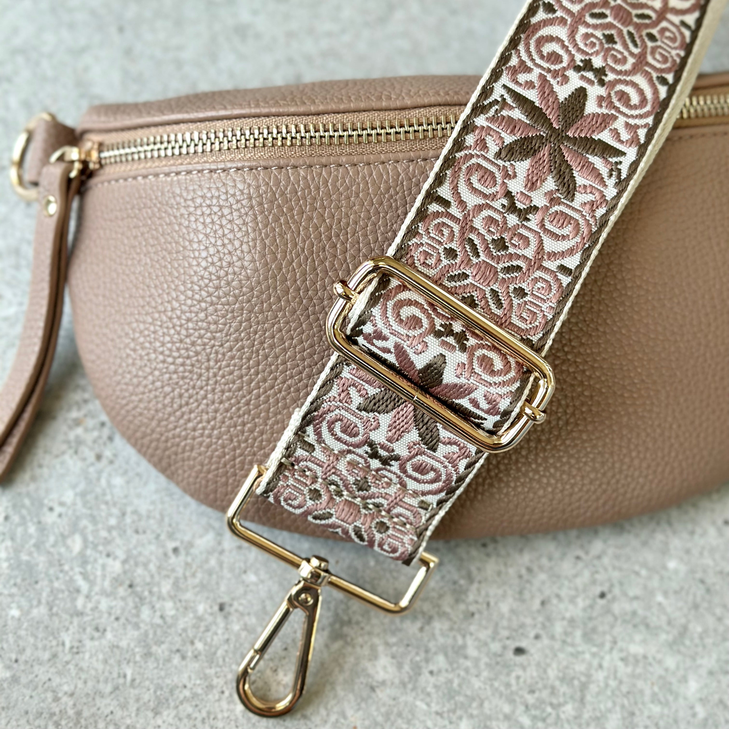 Dusty rose bag strap