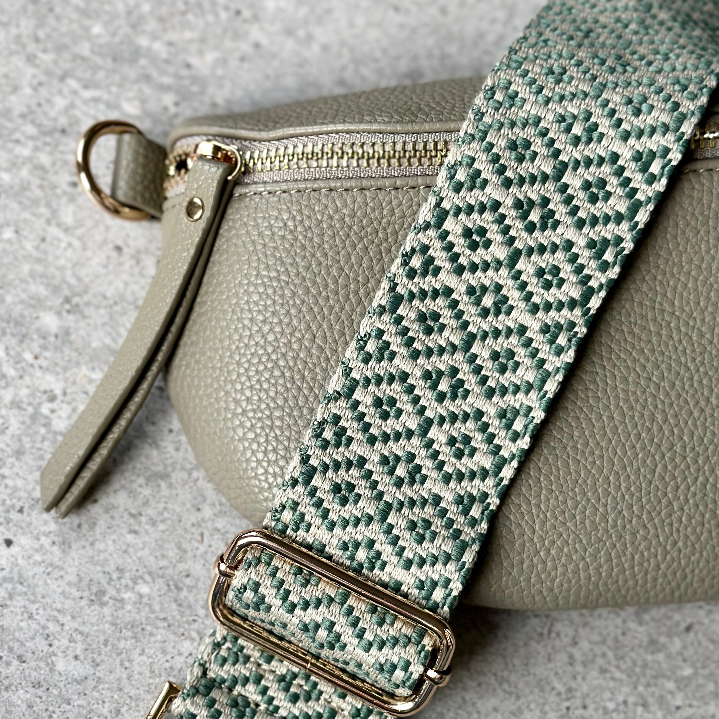 Green & cream Bag Strap