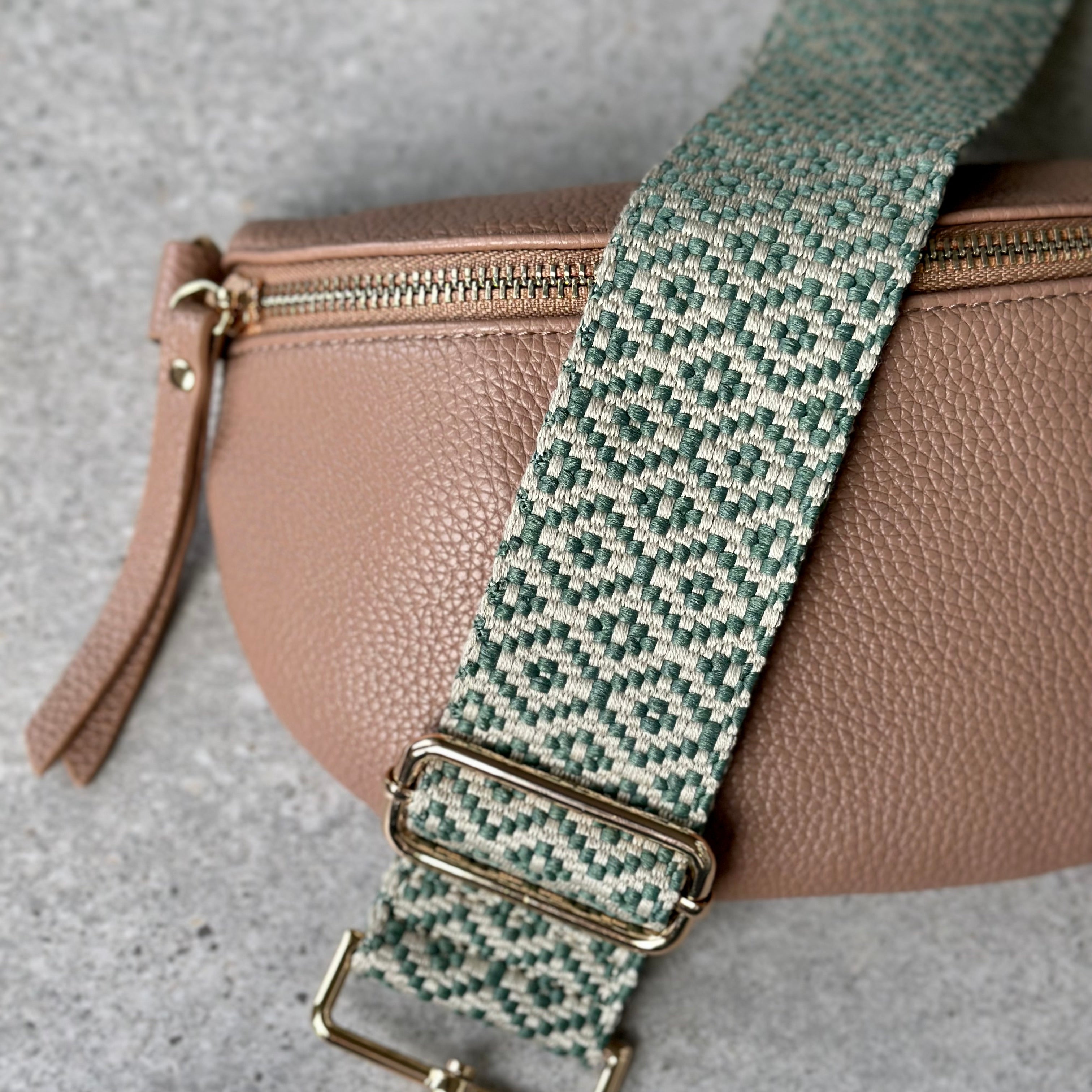 Green & cream Bag Strap