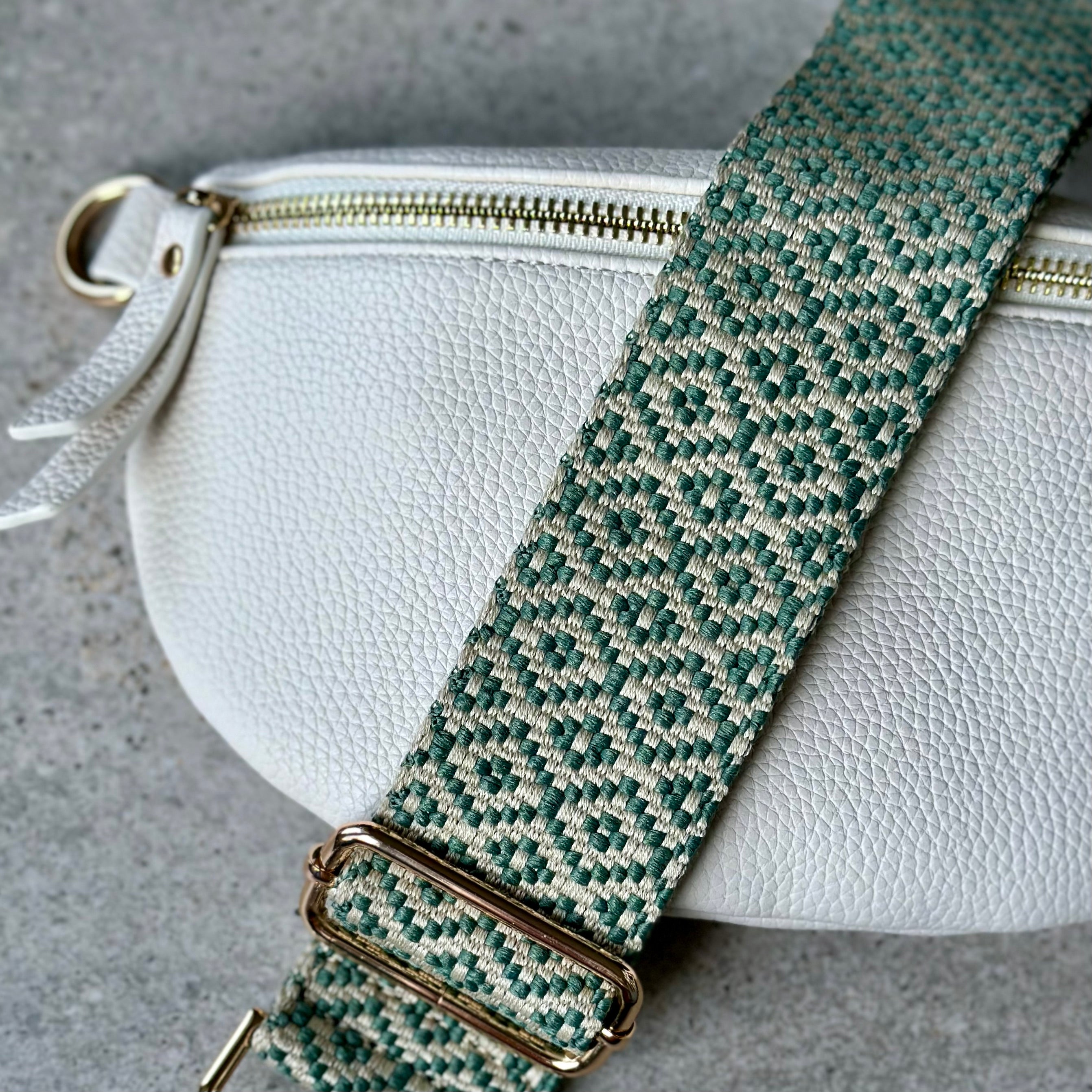 Green & cream Bag Strap