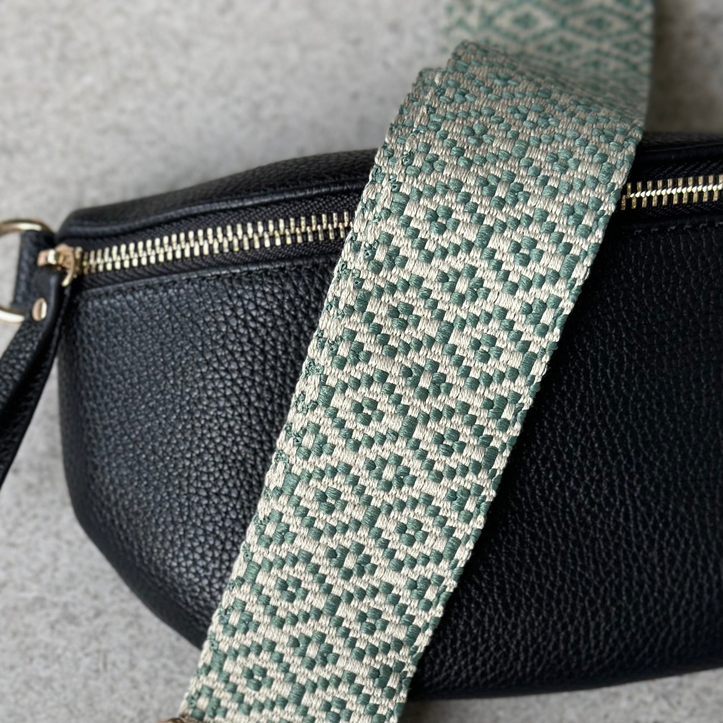 Green & cream Bag Strap