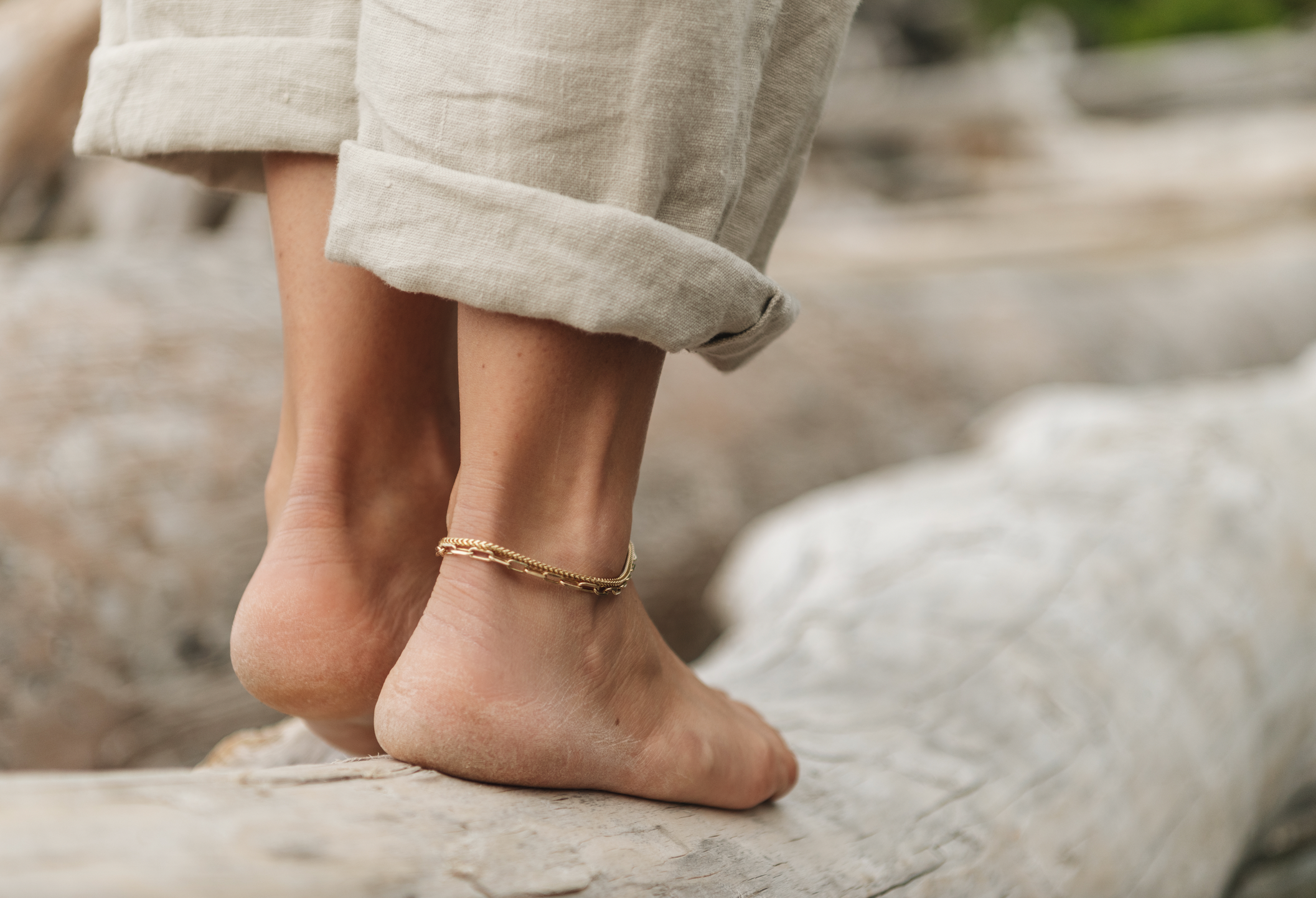 Paperclip gold anklet