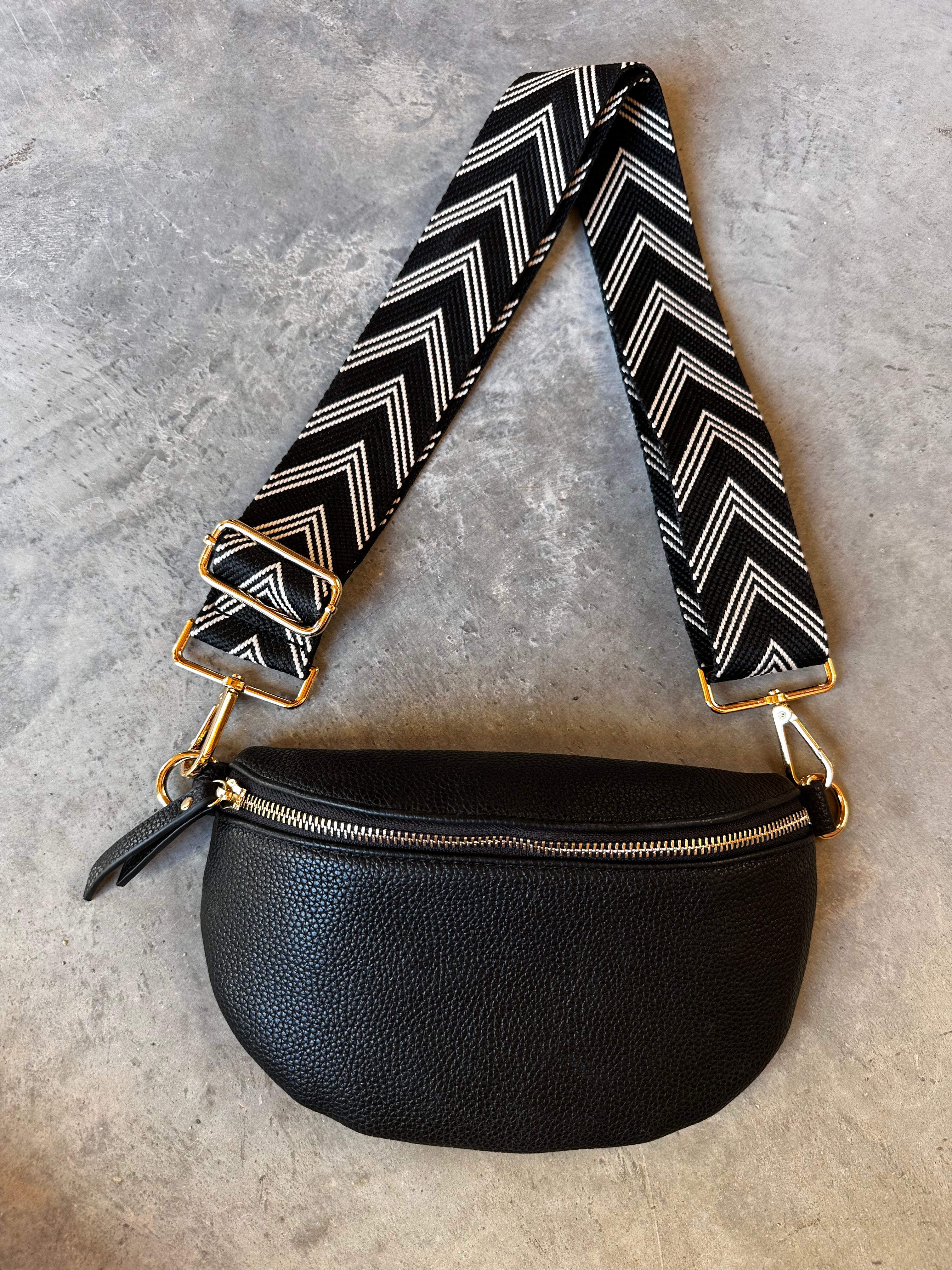 Bandoulière de sac Chevron Noir - PRÉCOMMANDE LE 20 DÉC.