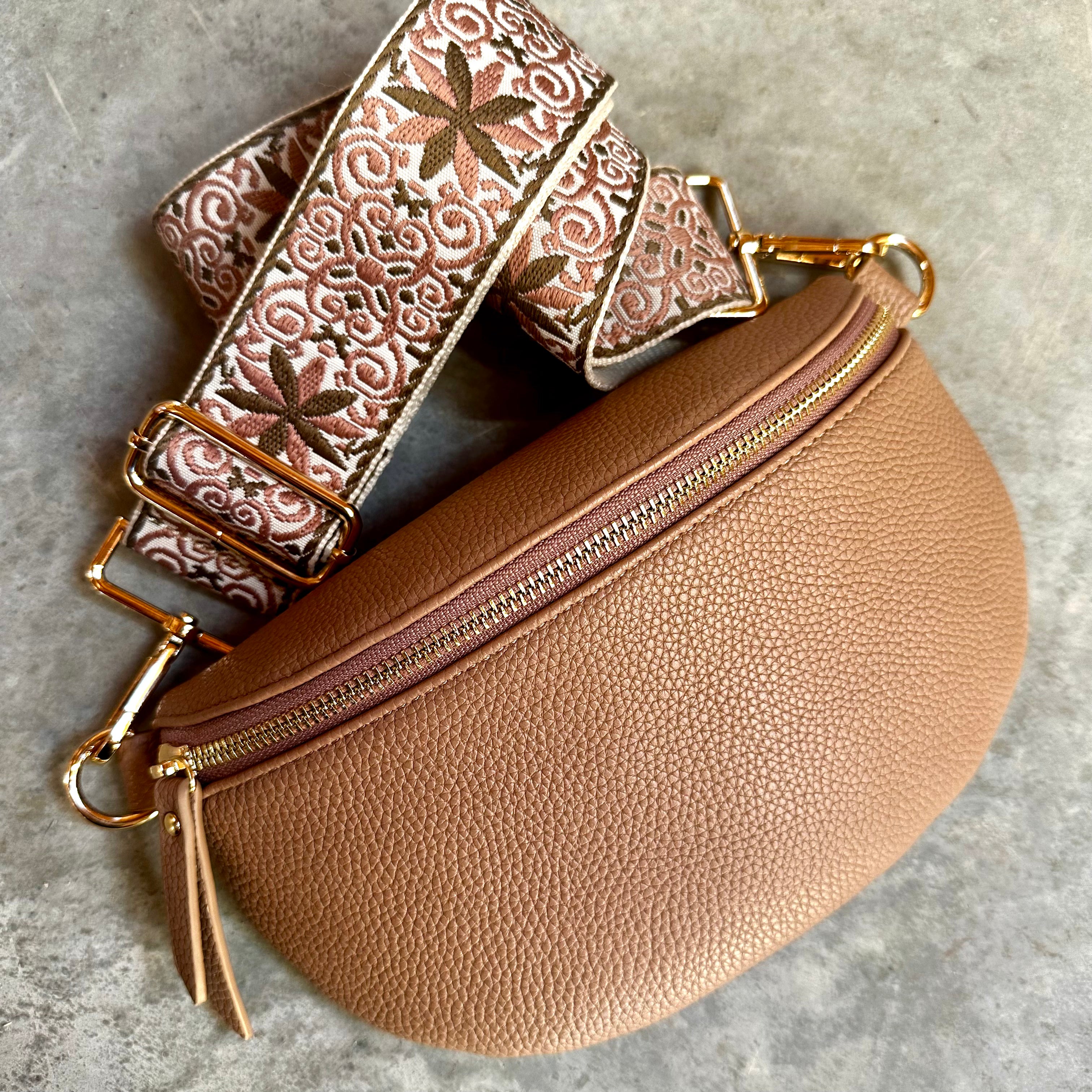 Dusty rose bag strap