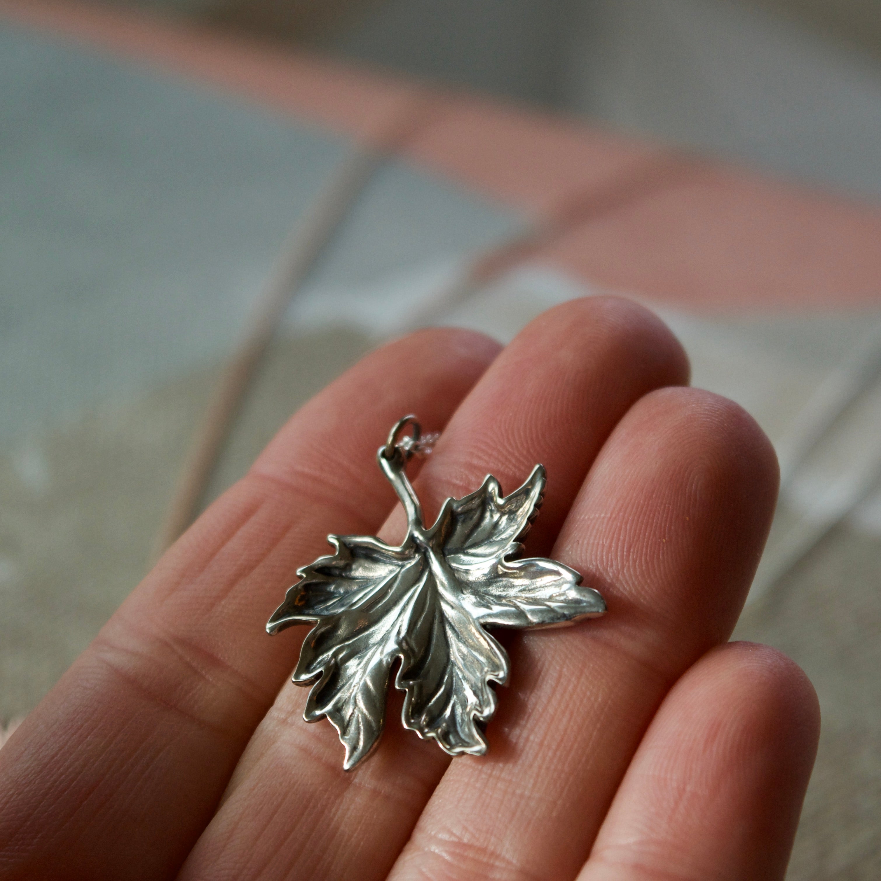 Canadian Maple Leaf Necklace Silver