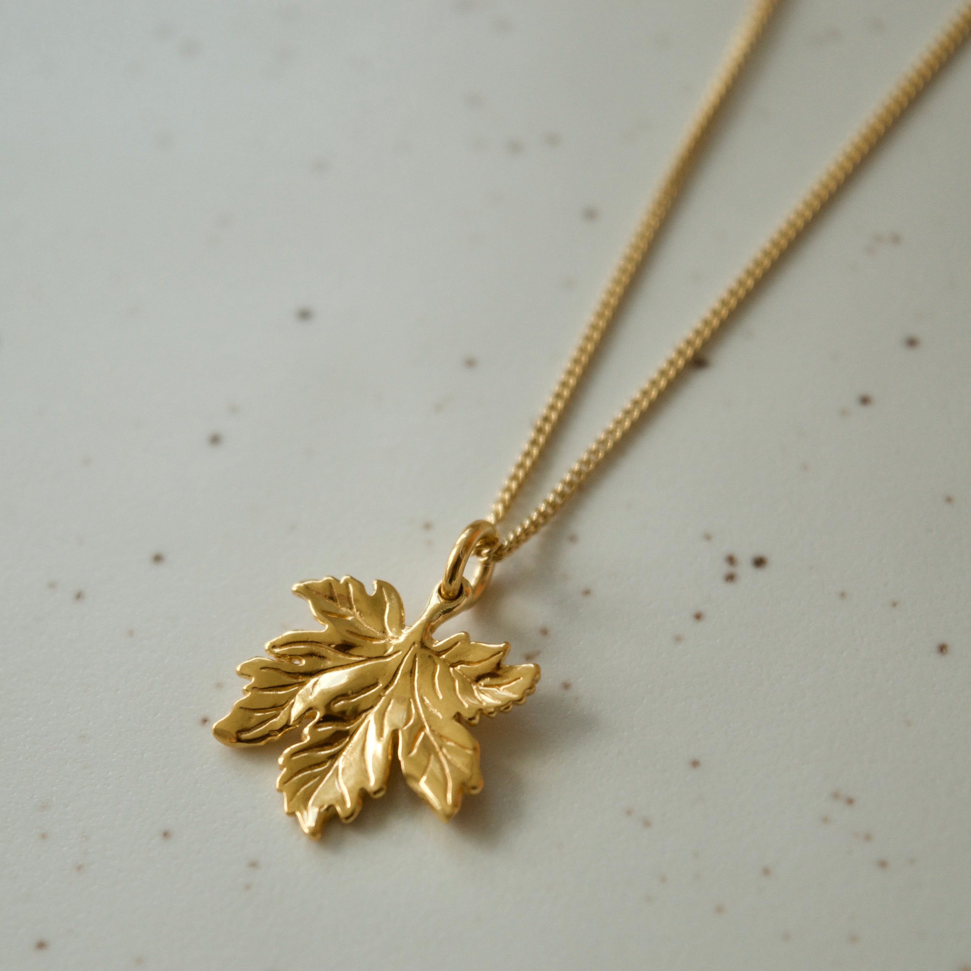 Tiny Canadian Maple Leaf Necklace Yellow Gold - PRE ORDER NOV 12