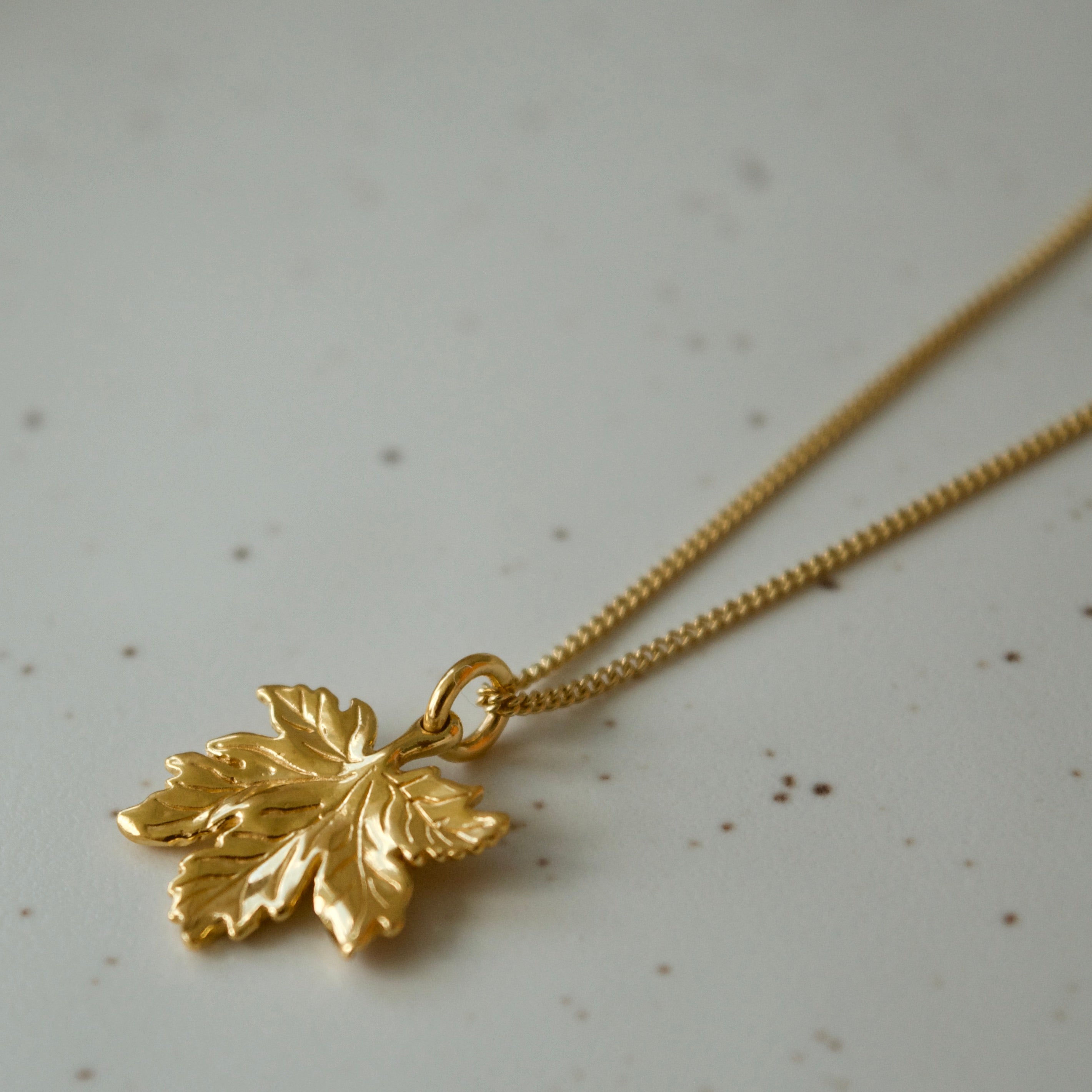 Tiny Canadian Maple Leaf Necklace Yellow Gold - PRE ORDER NOV 12