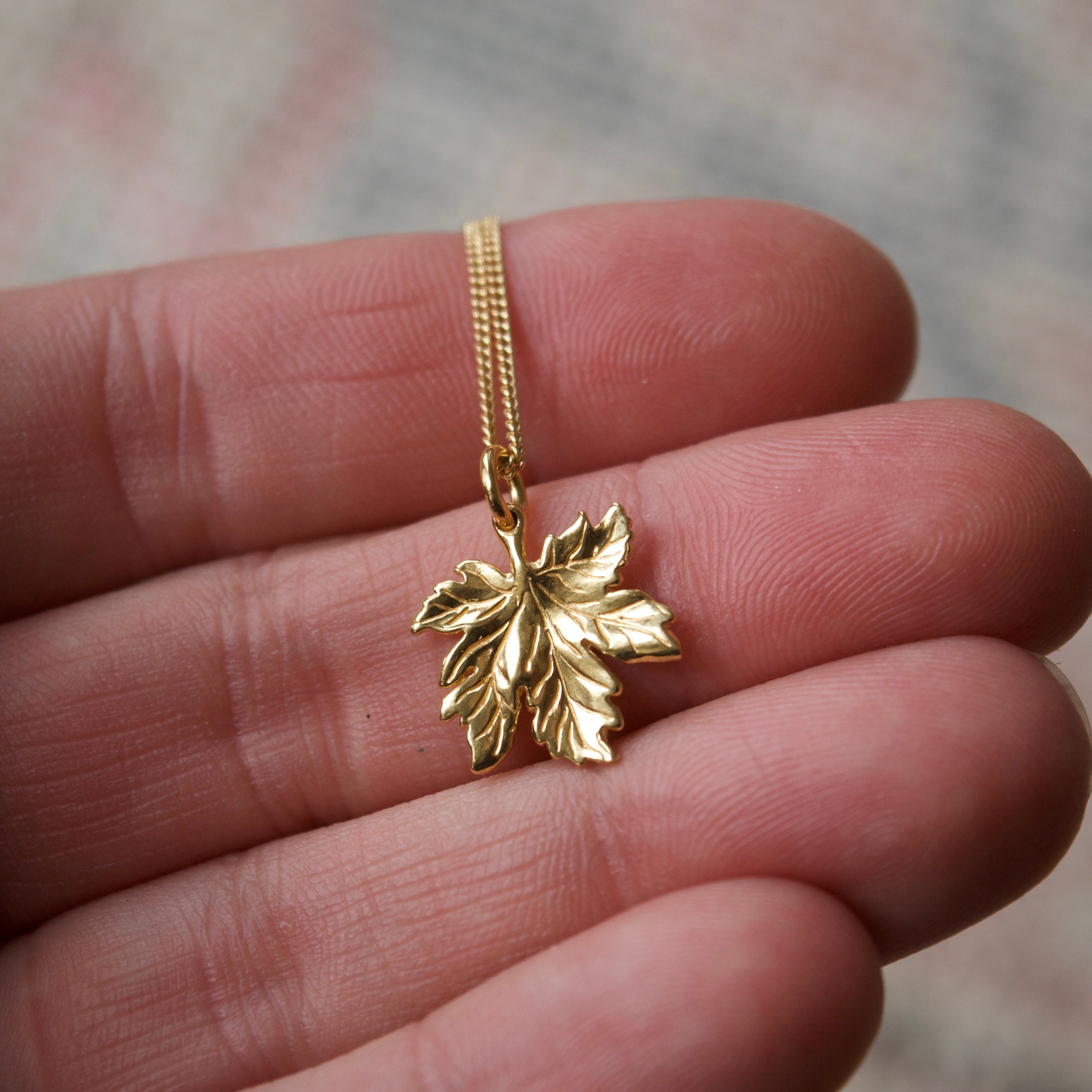 Tiny Canadian Maple Leaf Necklace Yellow Gold - PRE ORDER NOV 12