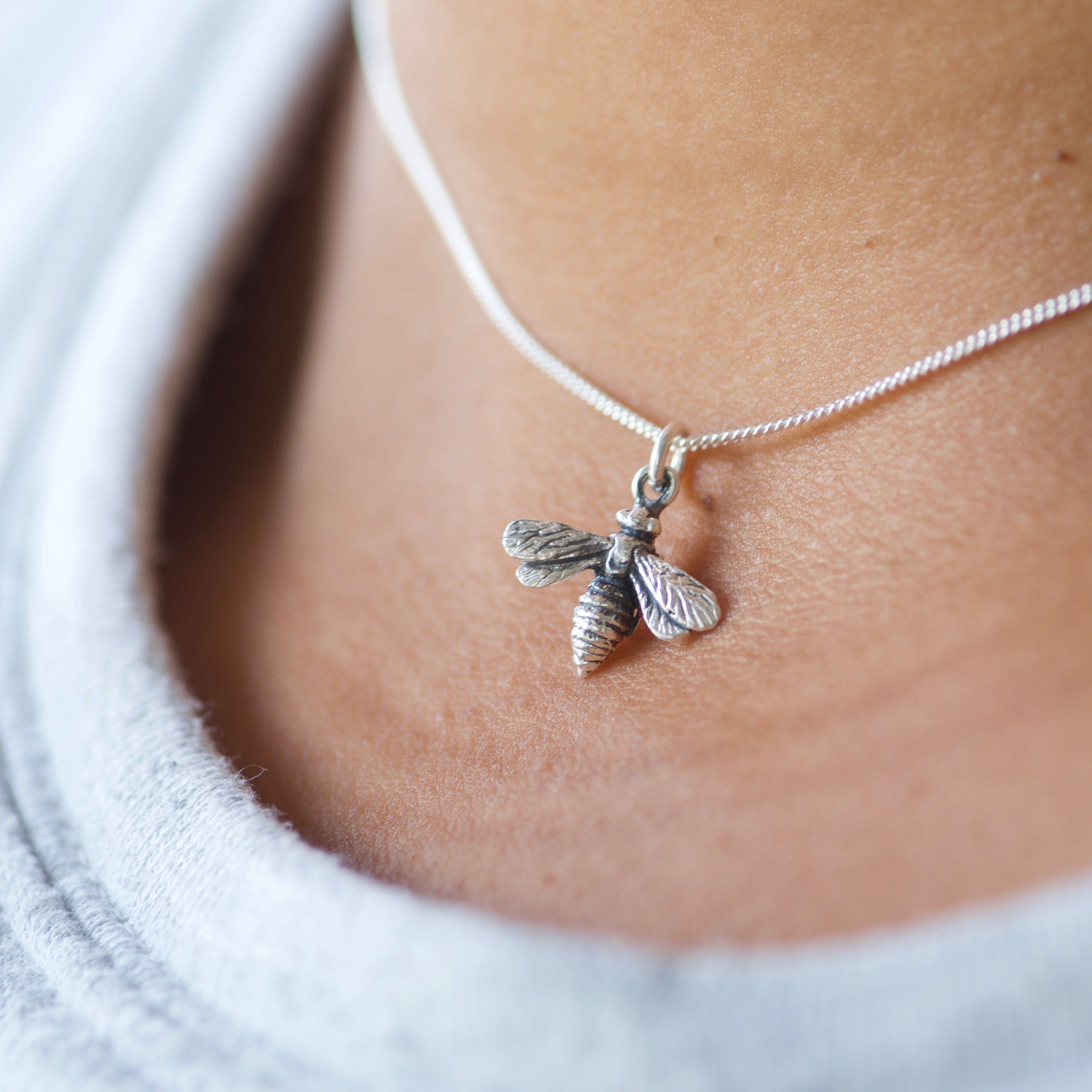 Tiny Bee Charm Necklace