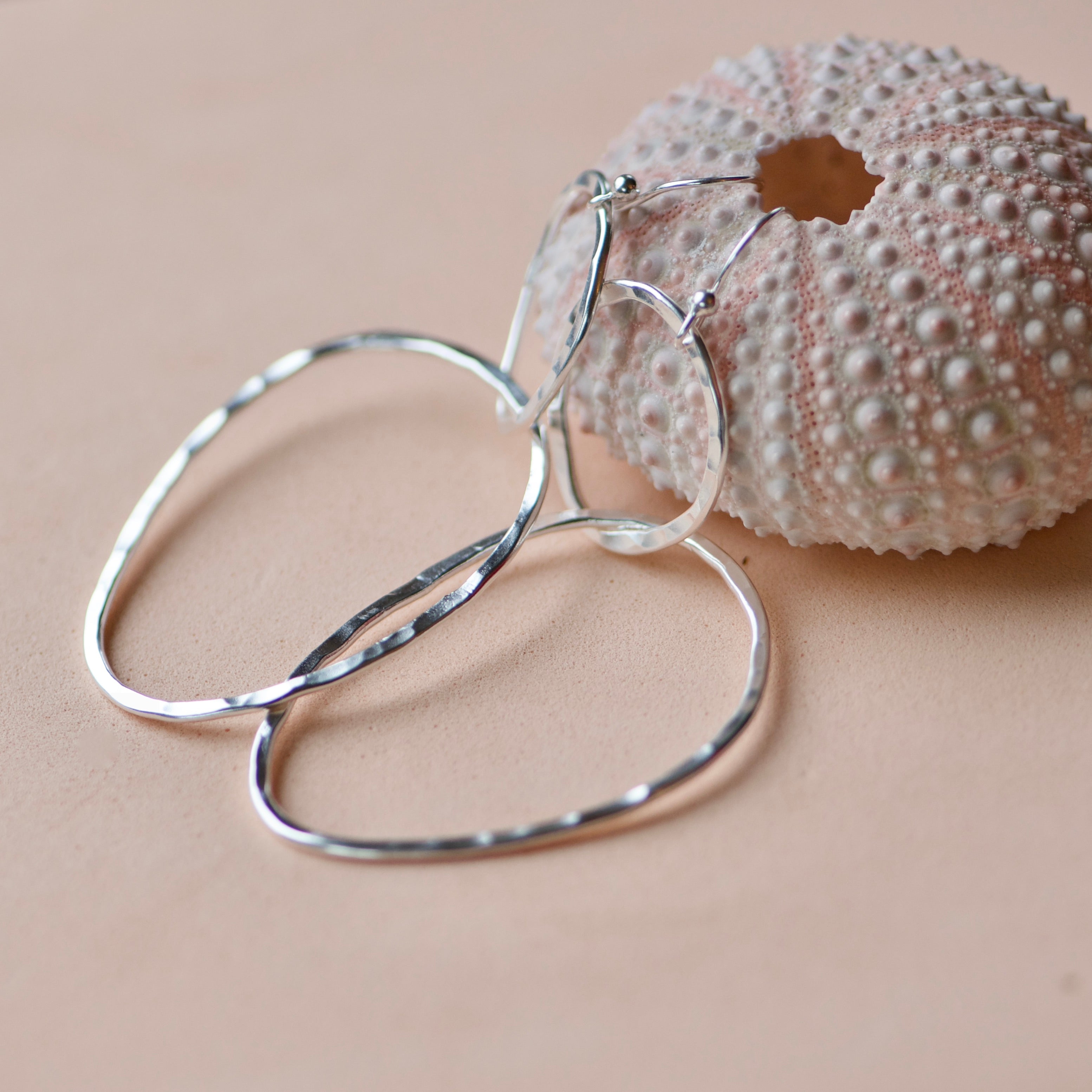 Organic Silver Hoop Earrings