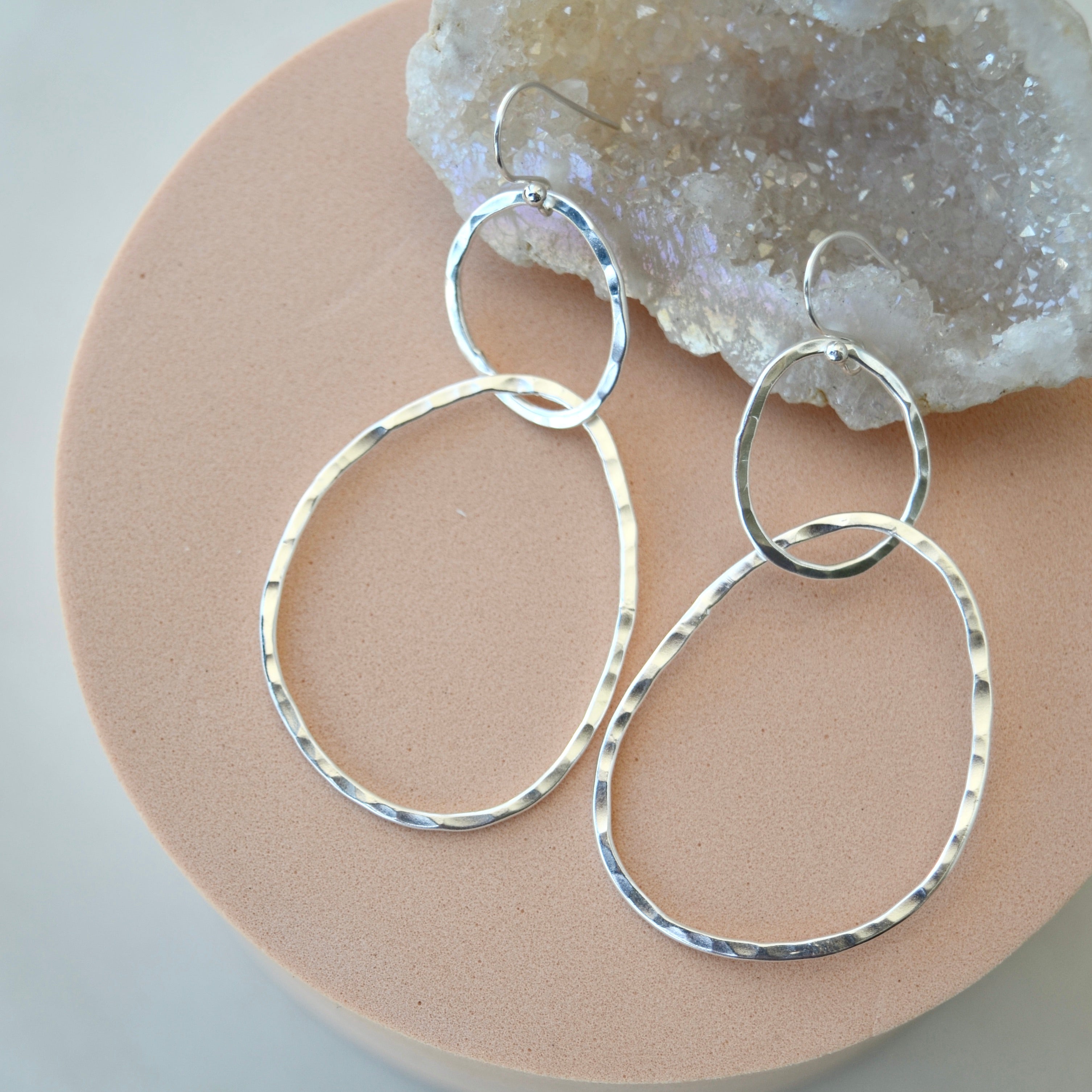 Organic Silver Hoop Earrings