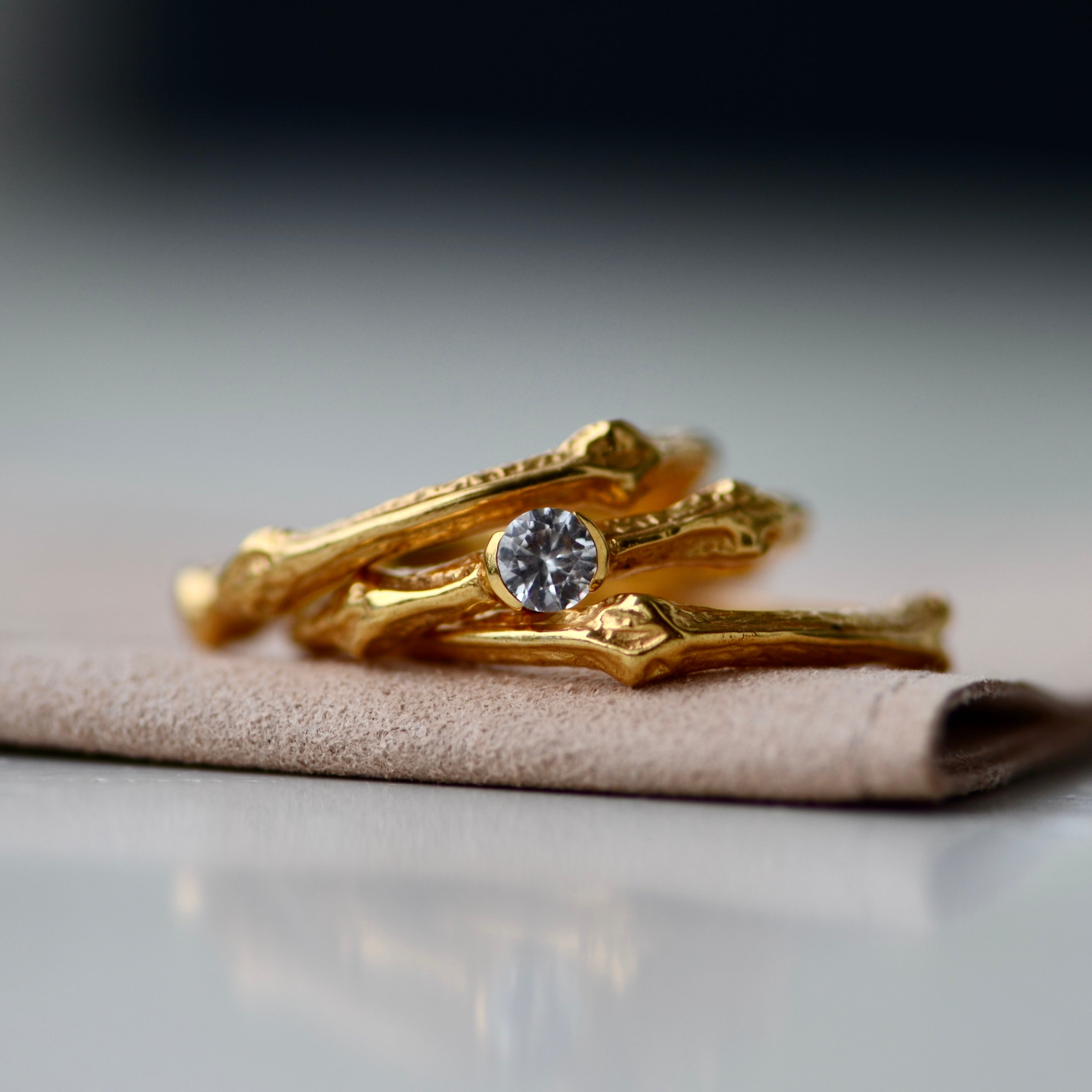 Twig Gold Sapphire Ring