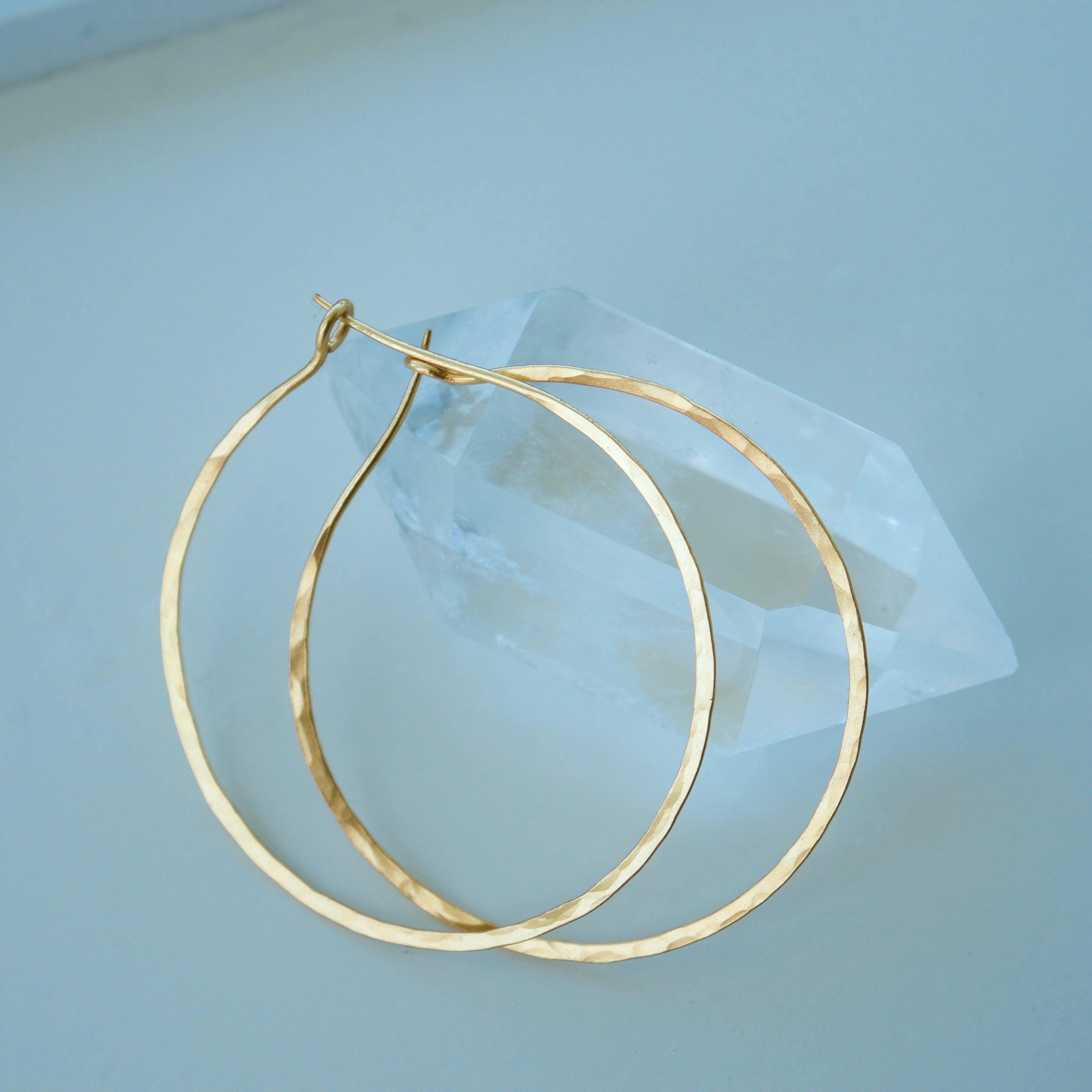 Yellow Gold Hammered Hoop Earrings