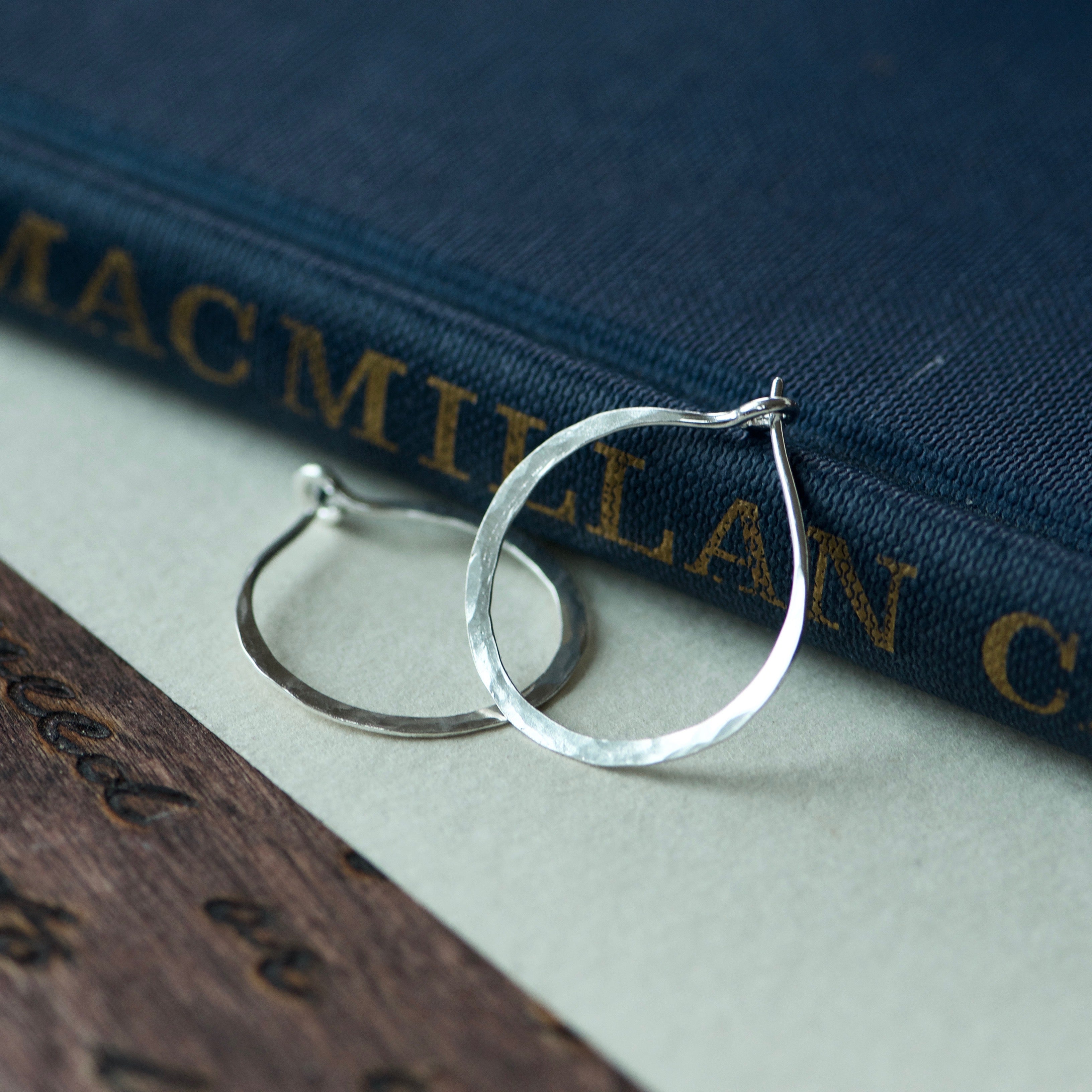 Small Hammered Silver Hoop Earrings