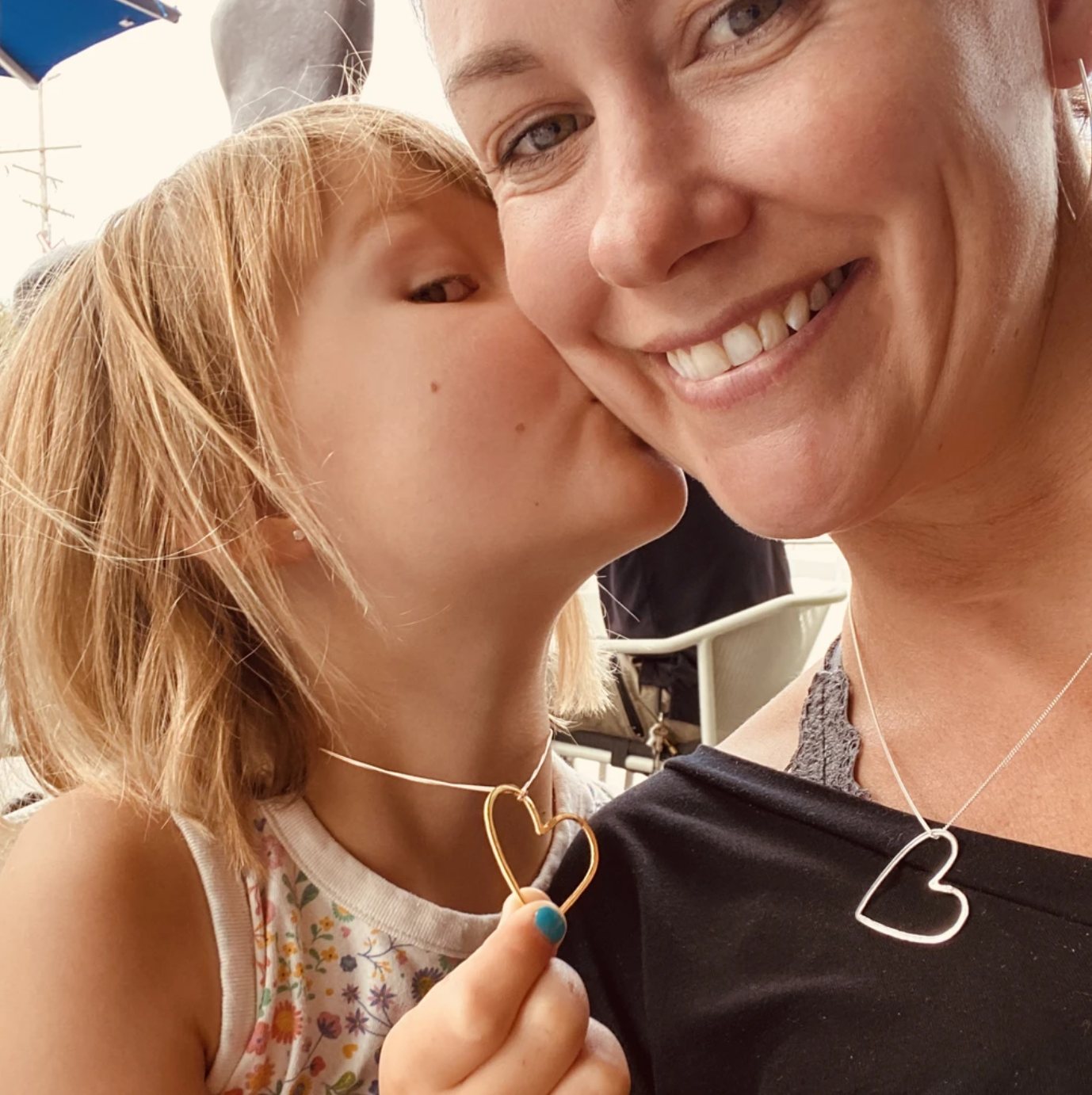 Mommy & Me Heart Necklace Gold