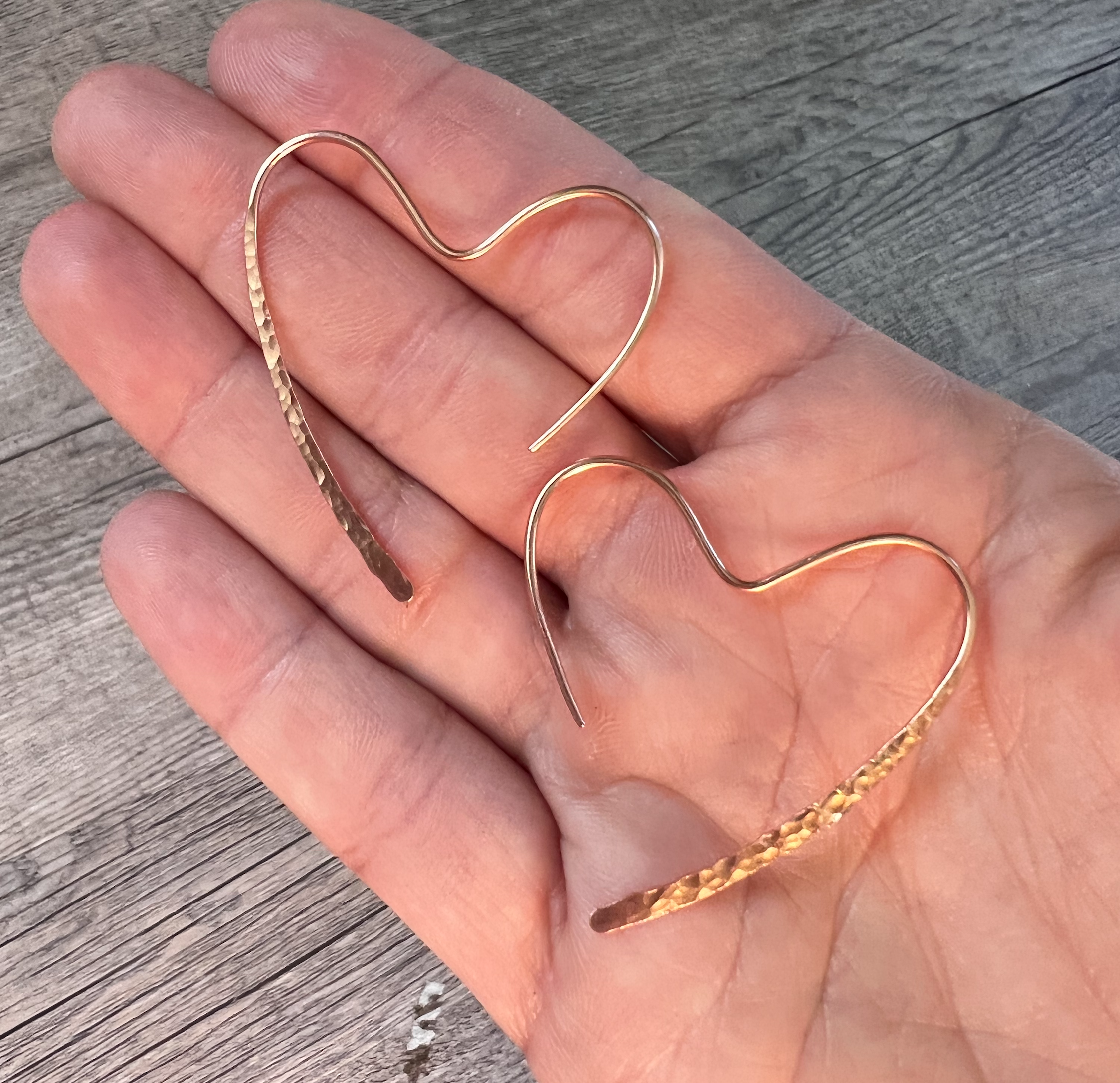 Heart Hoop Hammered Rose Gold