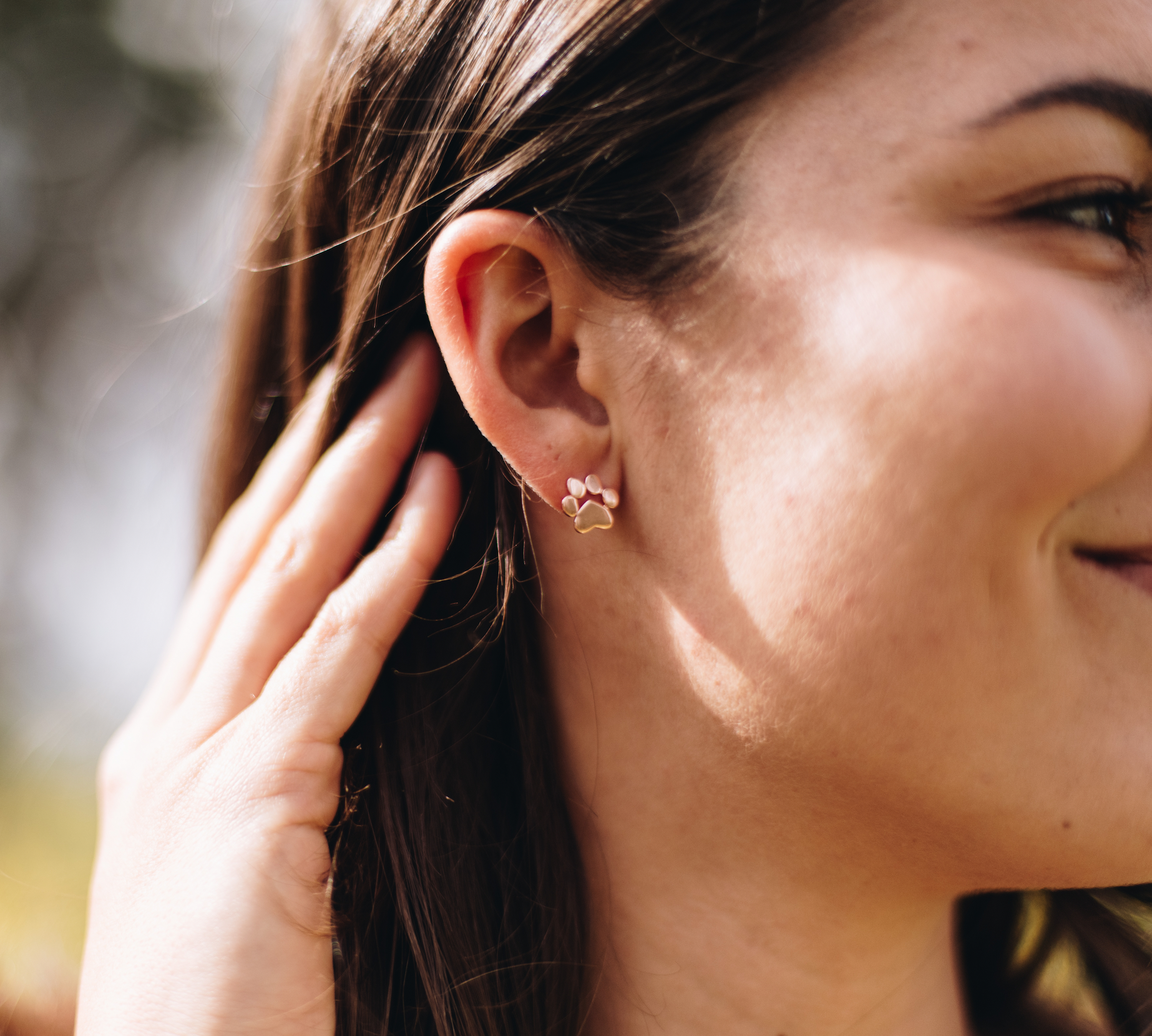 Rose Gold Dog paw stud earrings