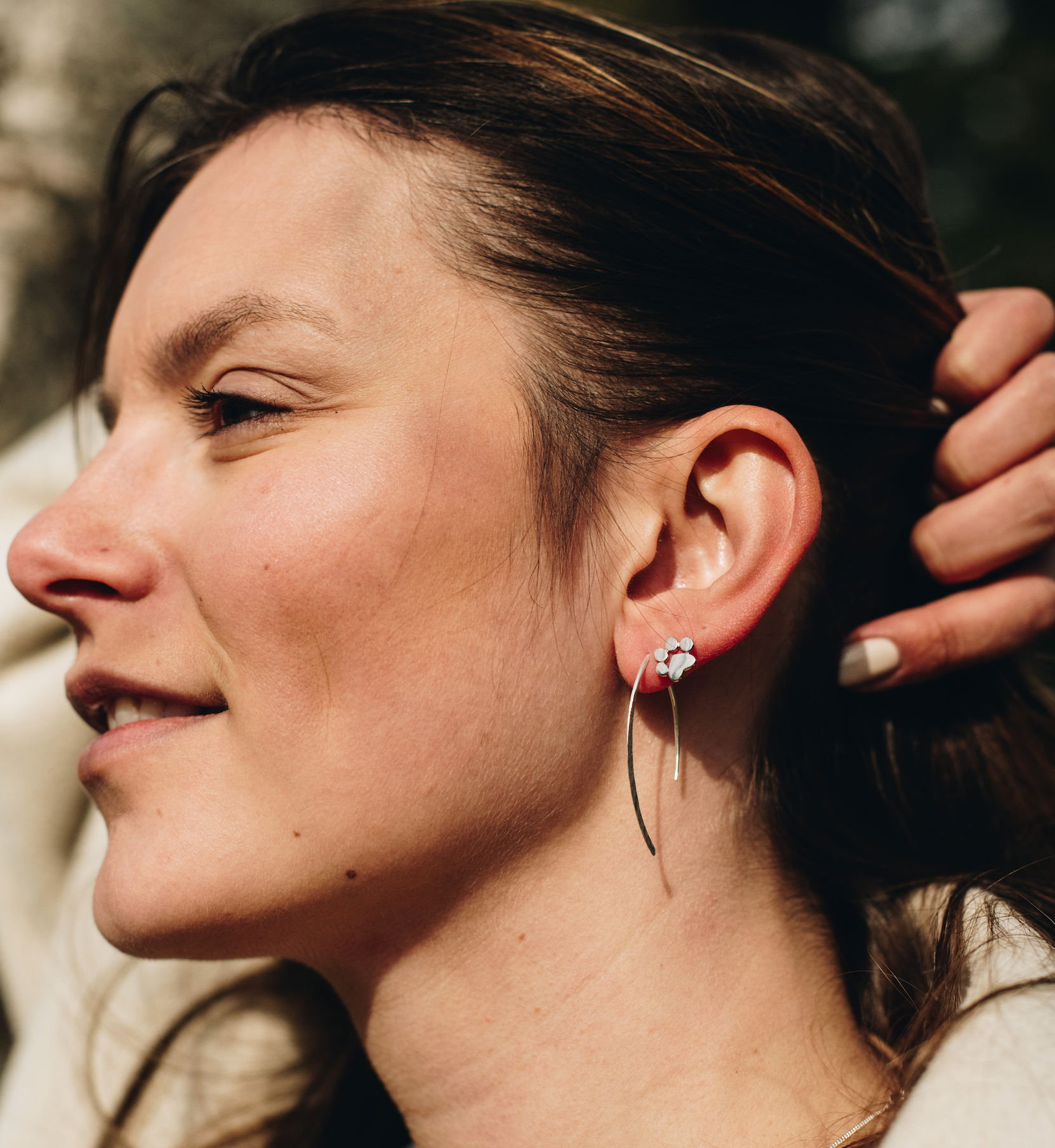 Rose Gold Dog paw stud earrings