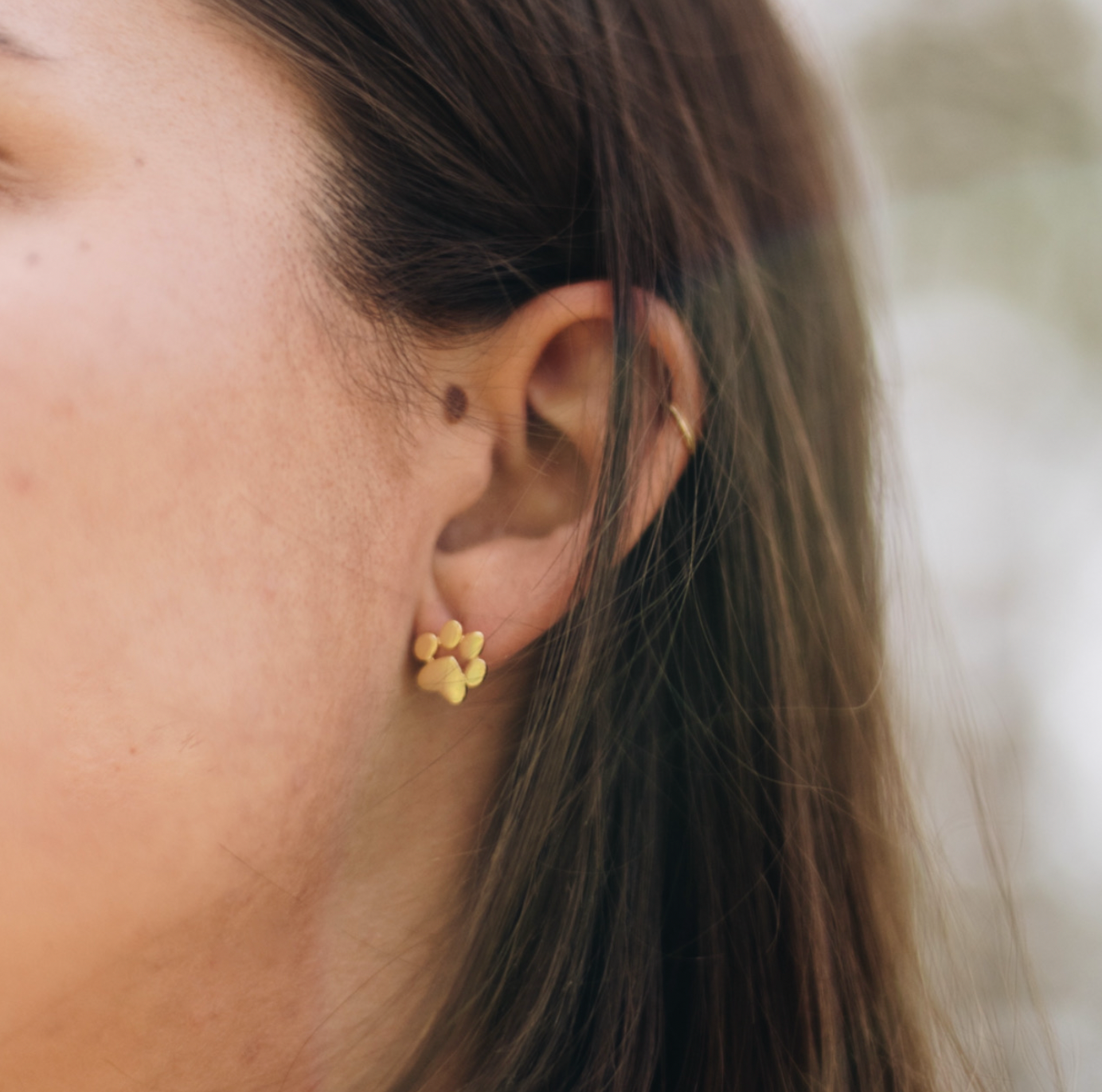 Gold Dog paw stud earrings