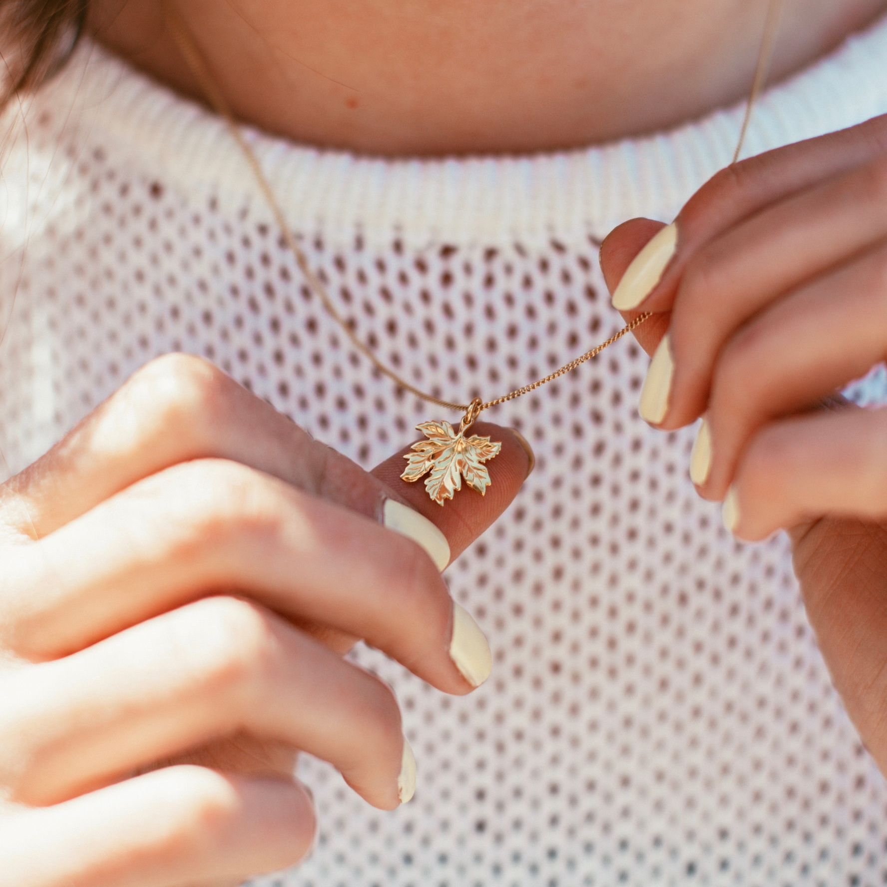 Tiny Canadian Maple Leaf Necklace Yellow Gold - PRE ORDER NOV 12
