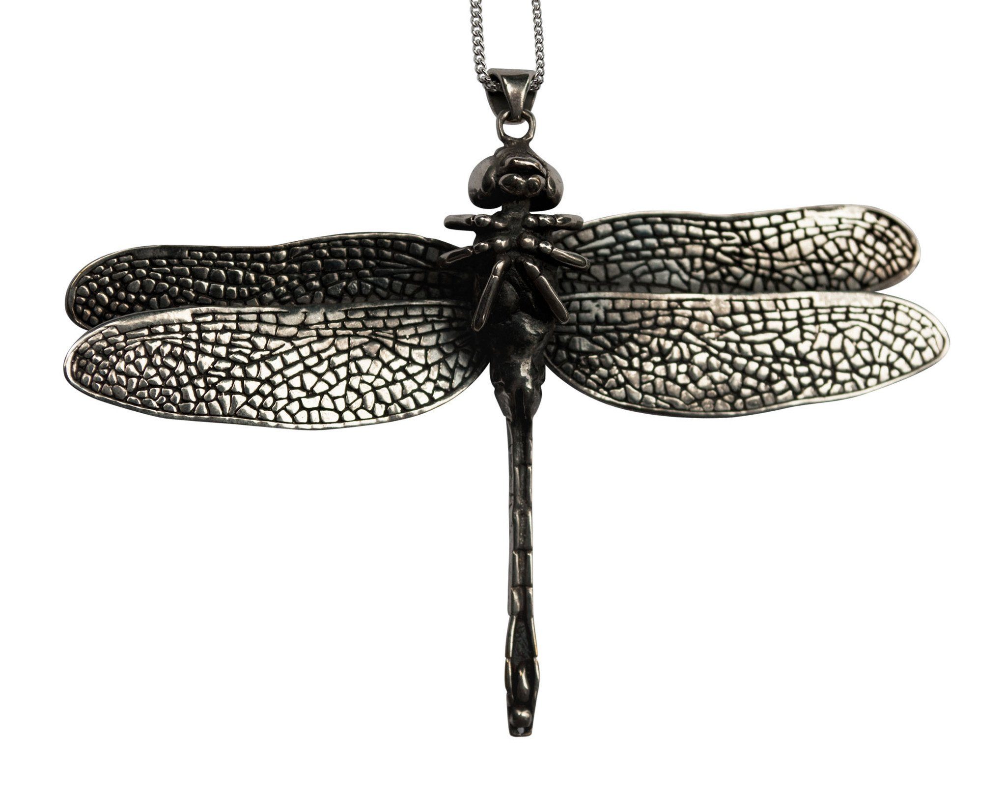 Dragonfly Necklace Silver Front