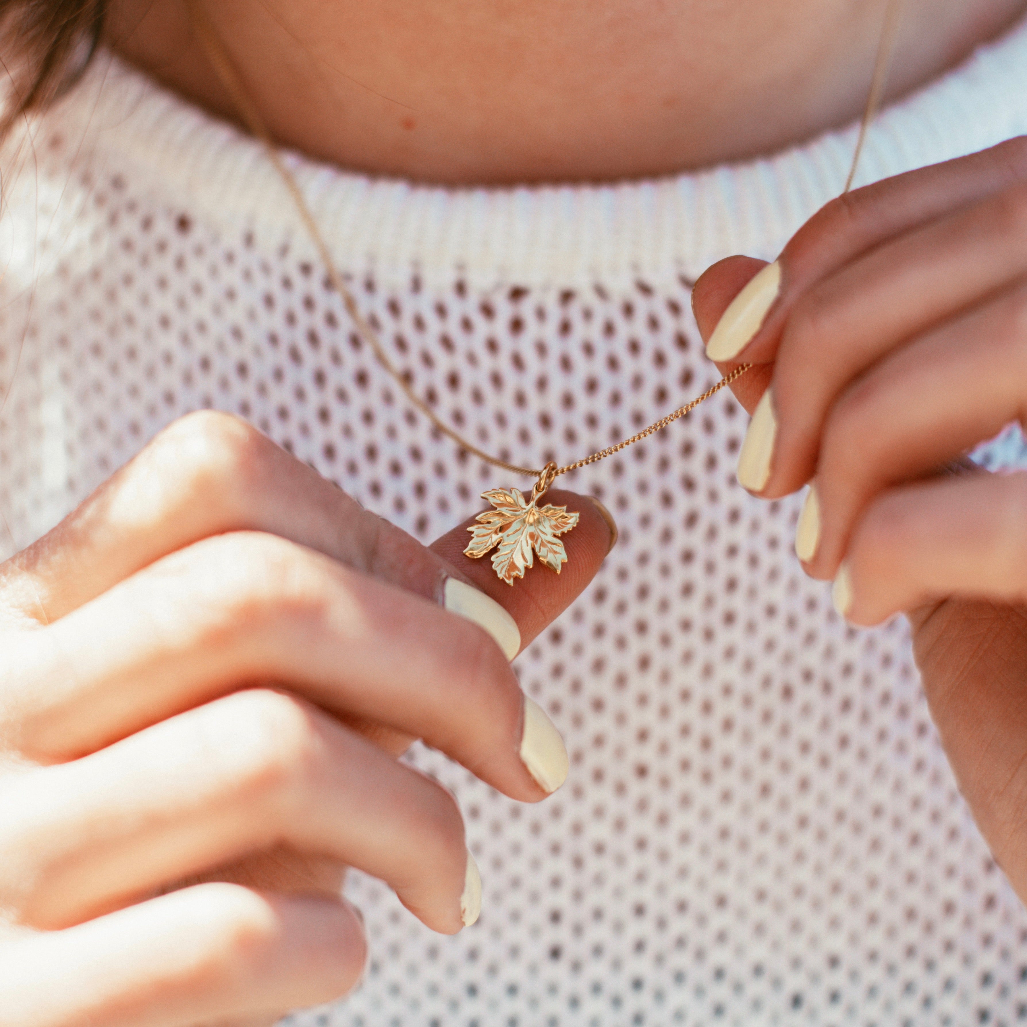 Tiny Canadian Maple Leaf Necklace Silver