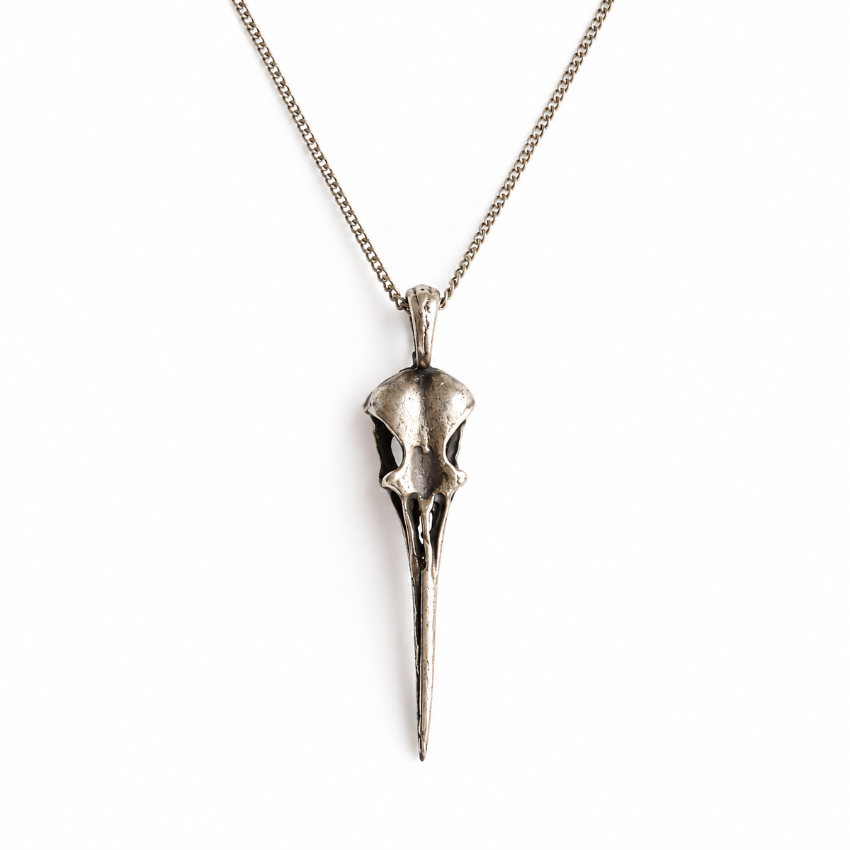 Silver Hummingbird Skull Pendant