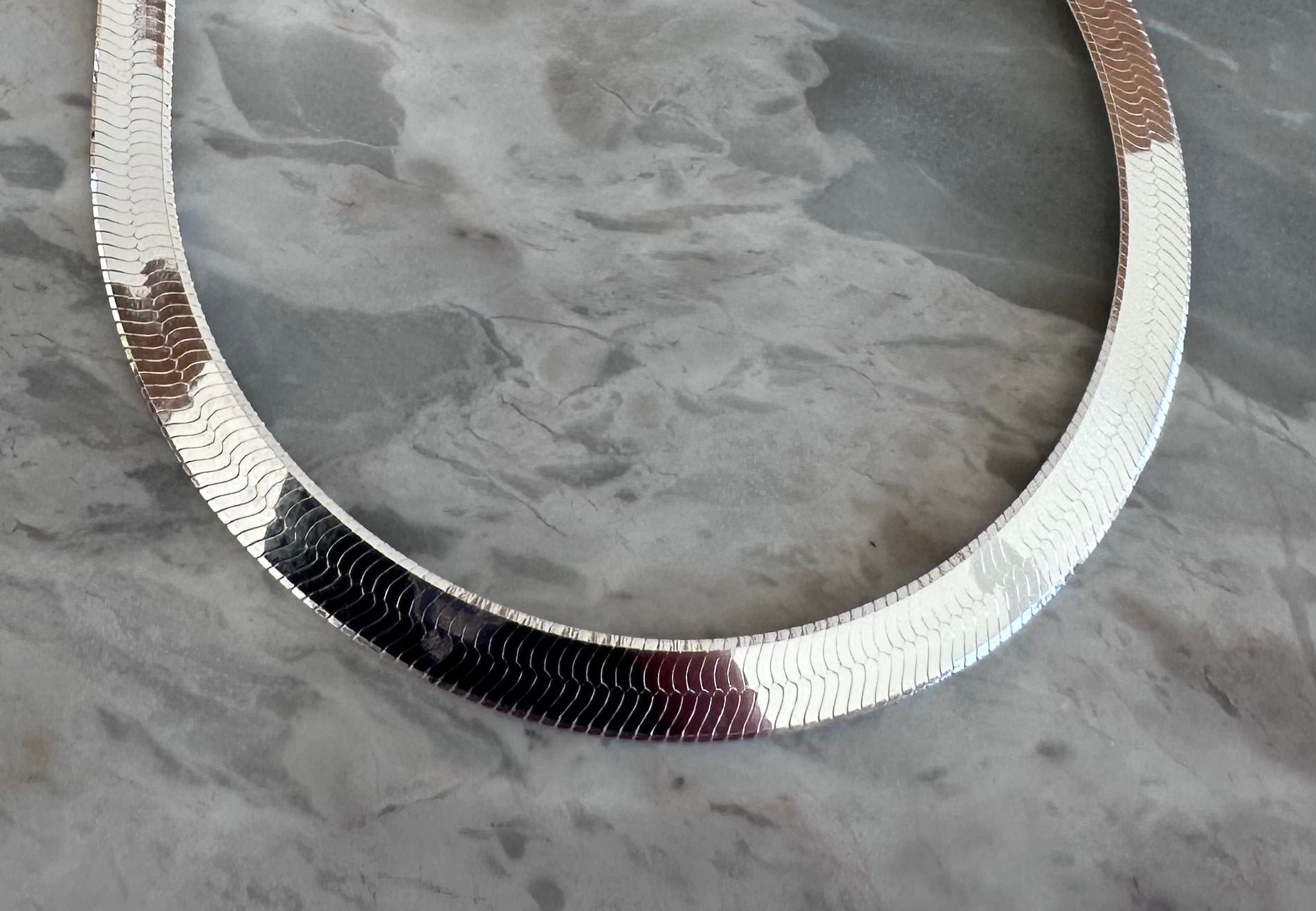 Herringbone Thick Silver Chain Necklace