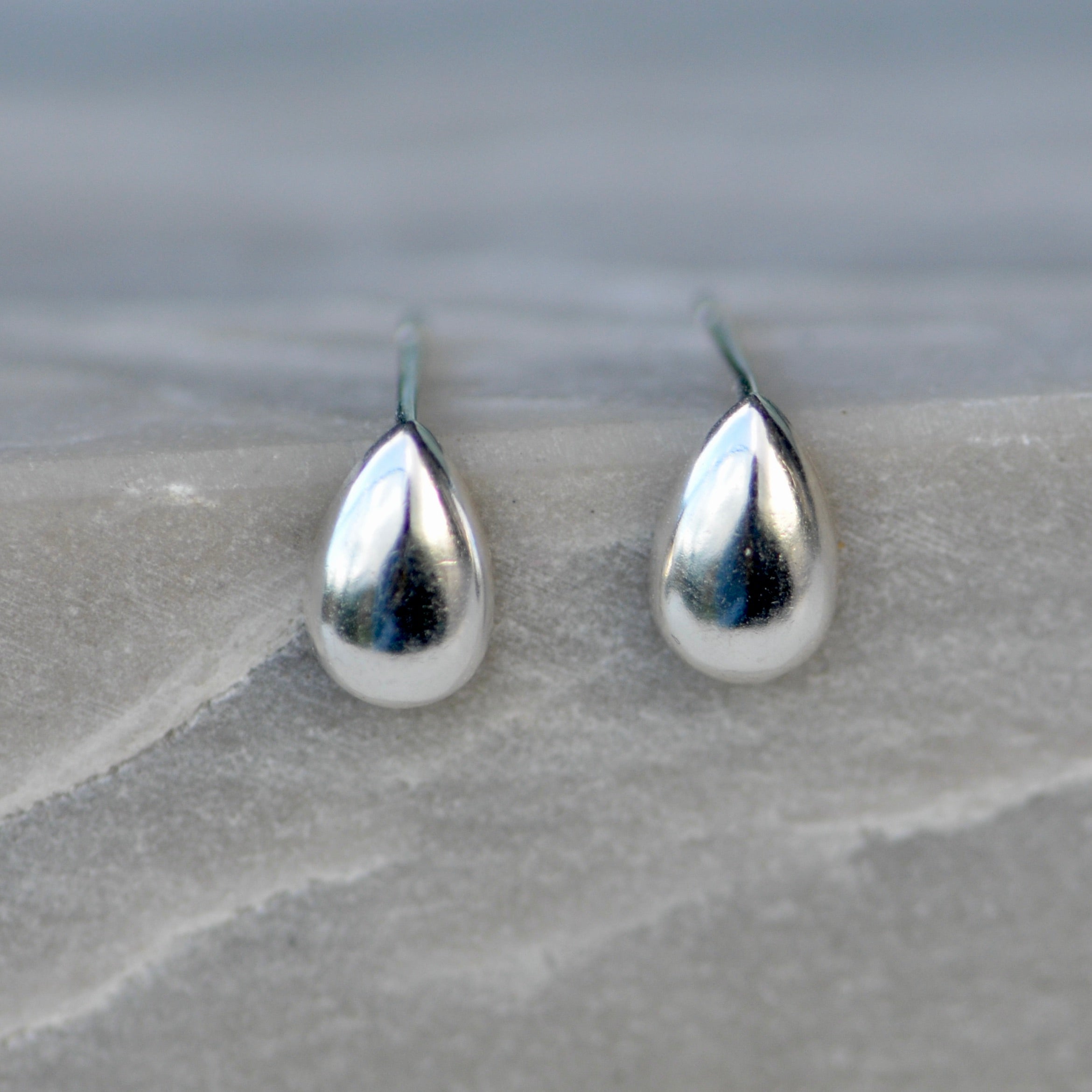 Tear Drop Stud Silver