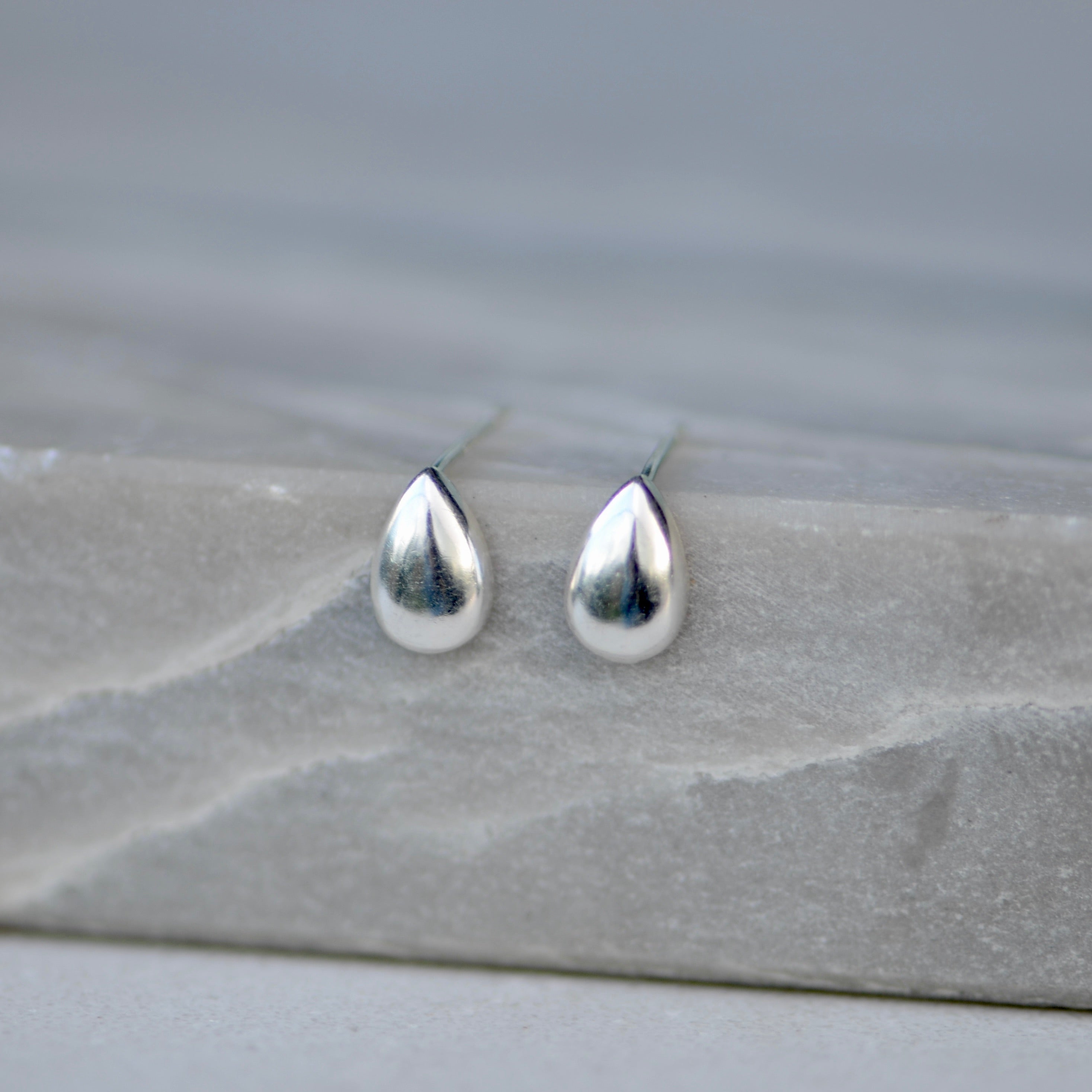 Tear Drop Stud Silver