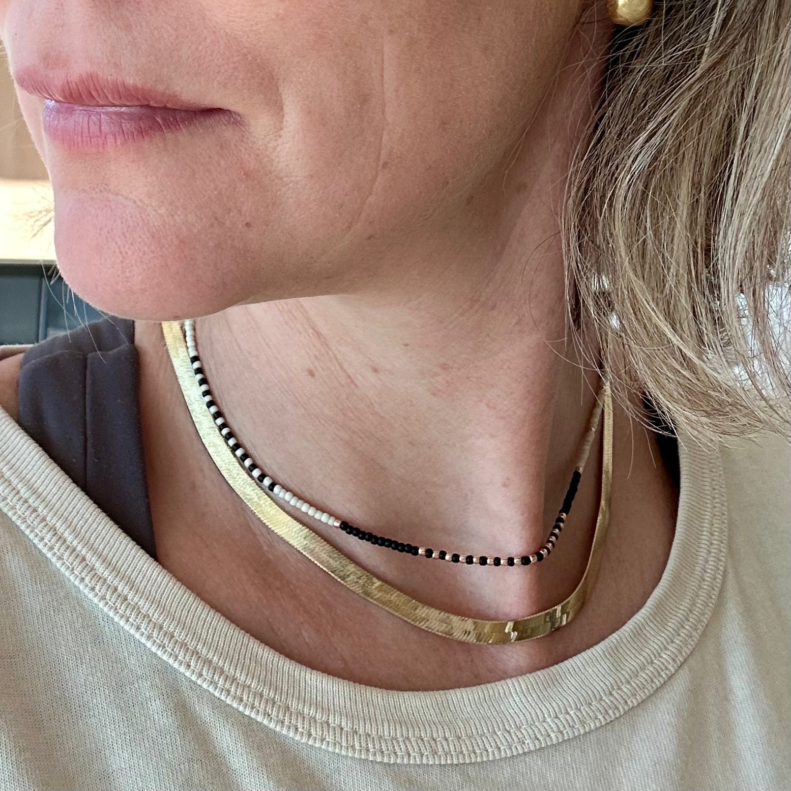 Herringbone Thick Gold Chain Necklace