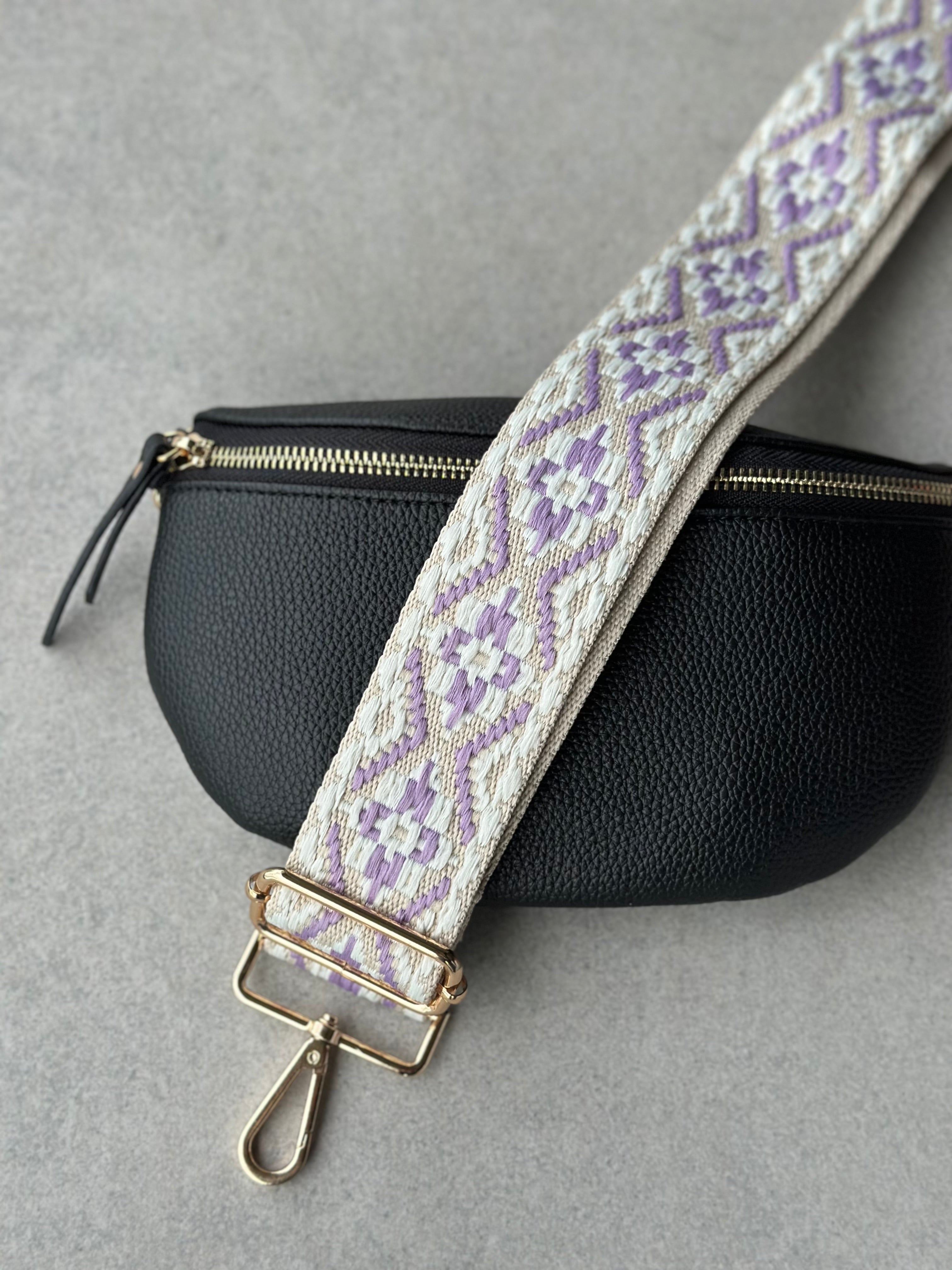 Sangle de sac noire et crème - PRÉCOMMANDE LE 15 DÉC.