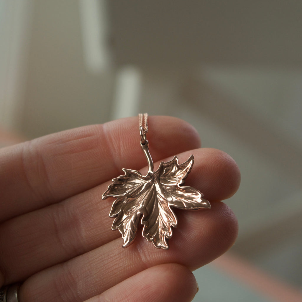 Canadian Maple Leaf Necklace Rose Gold