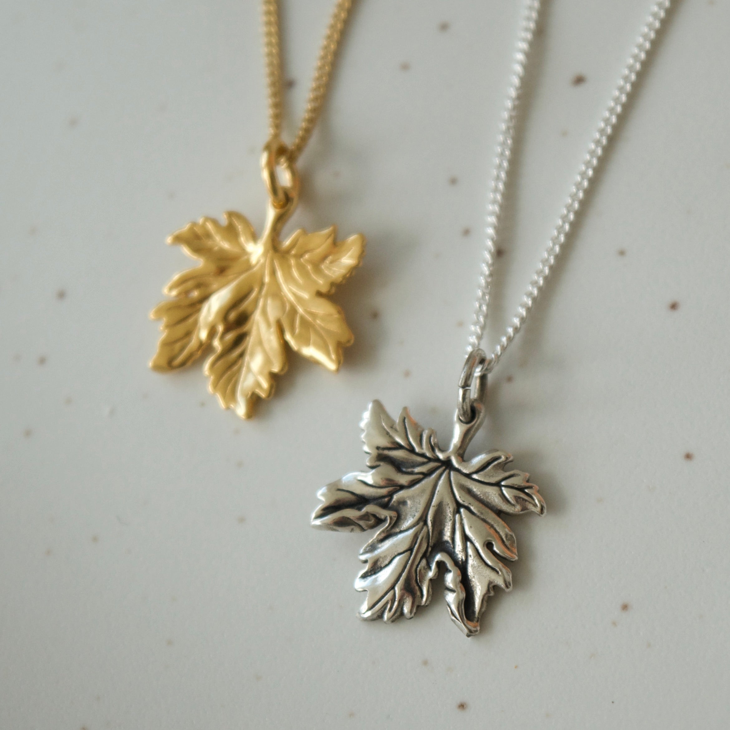 Tiny Canadian Maple Leaf Necklace Silver
