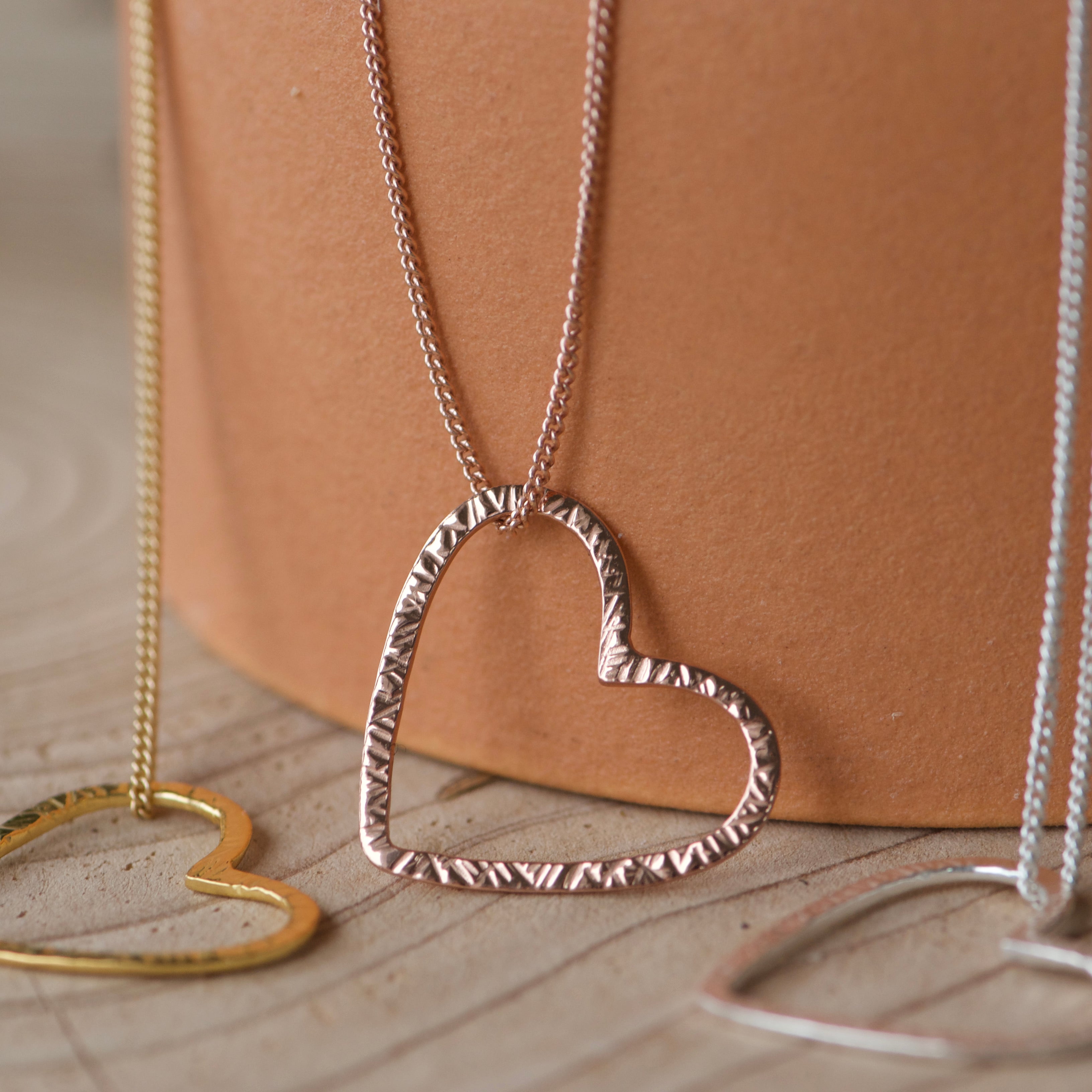 Small Heart Necklace in Rose gold - Justine Brooks Design