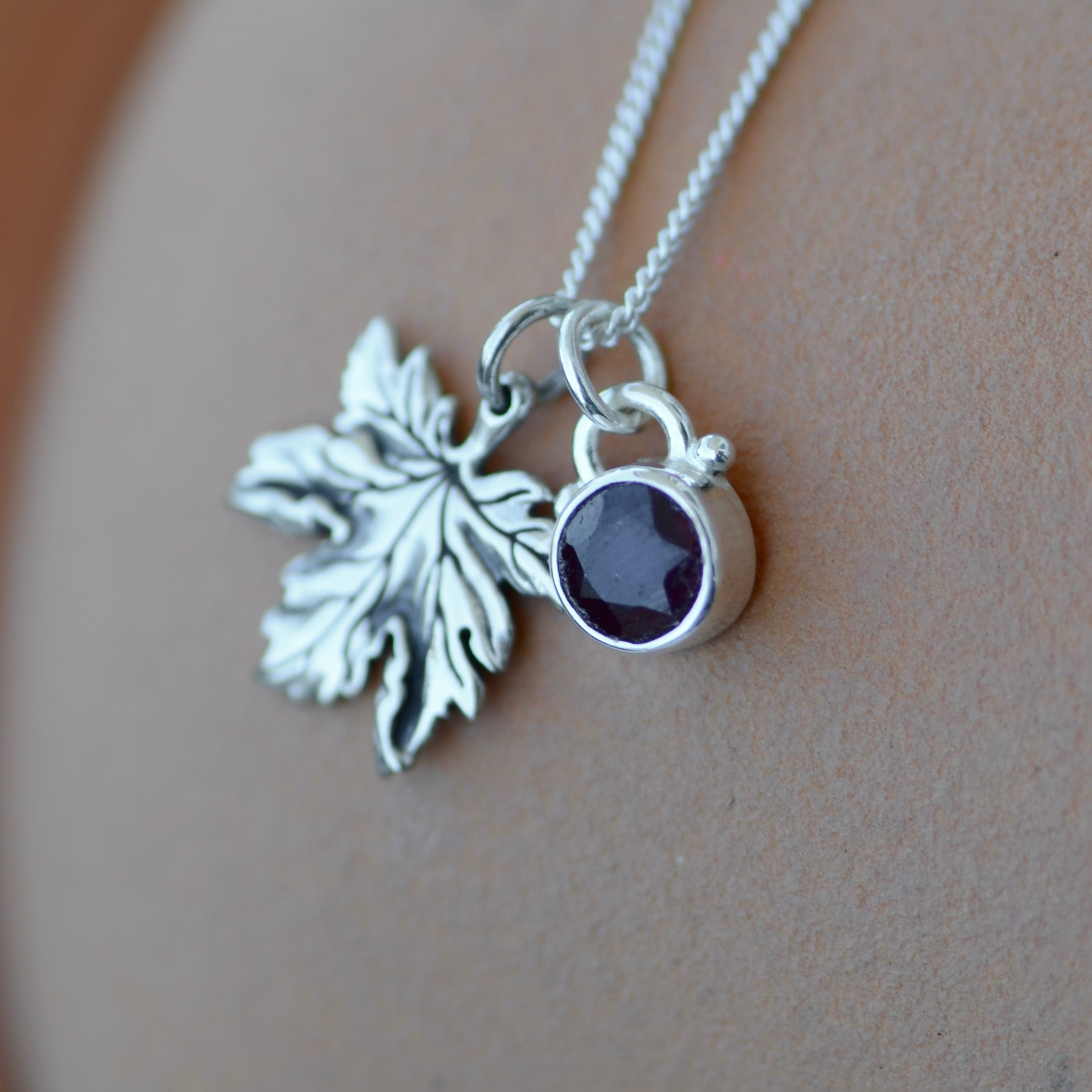 Tiny Canadian Maple Leaf Necklace Silver