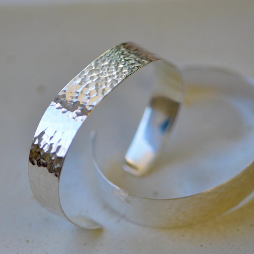 Silver hammered cuff