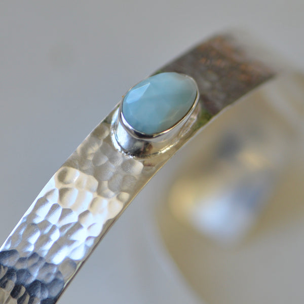 Larimar Silver Hammered Cuff