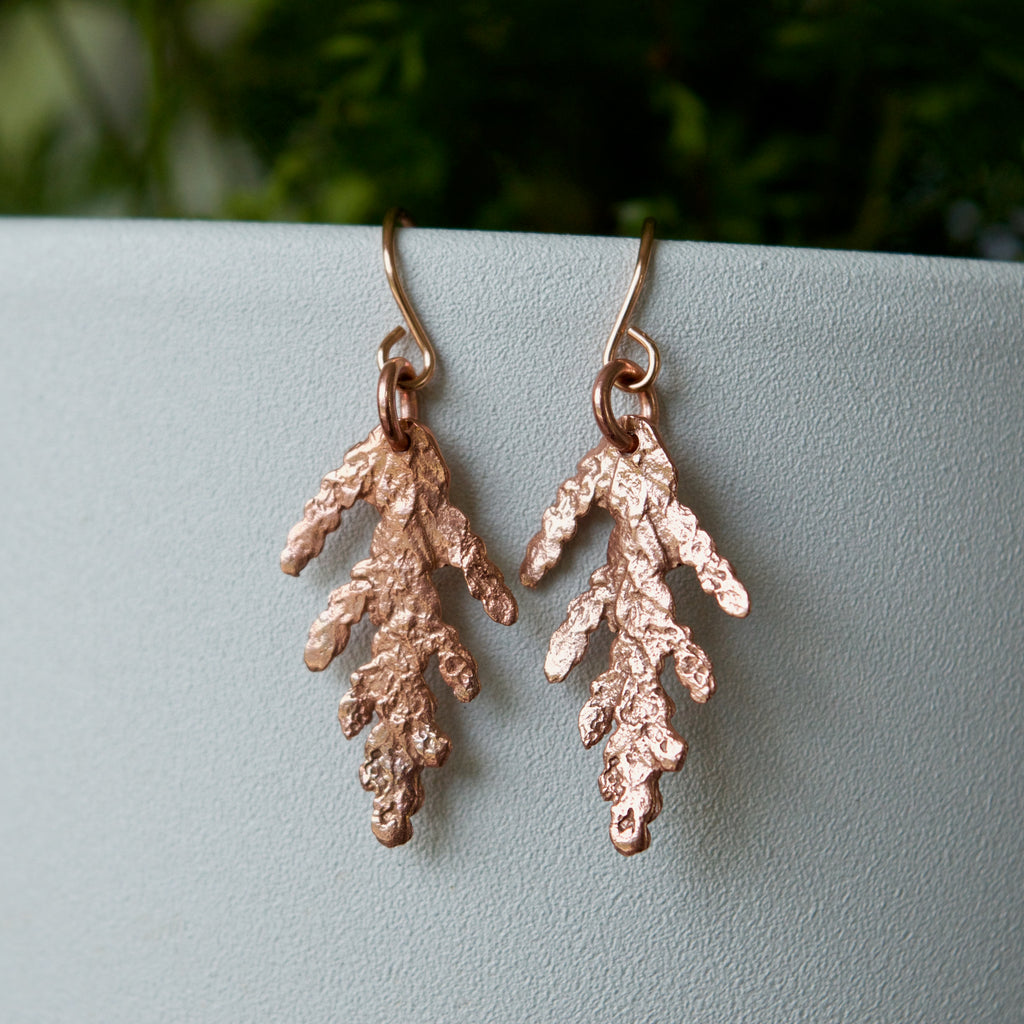 Tiny Cedar Earrings in Rose Gold