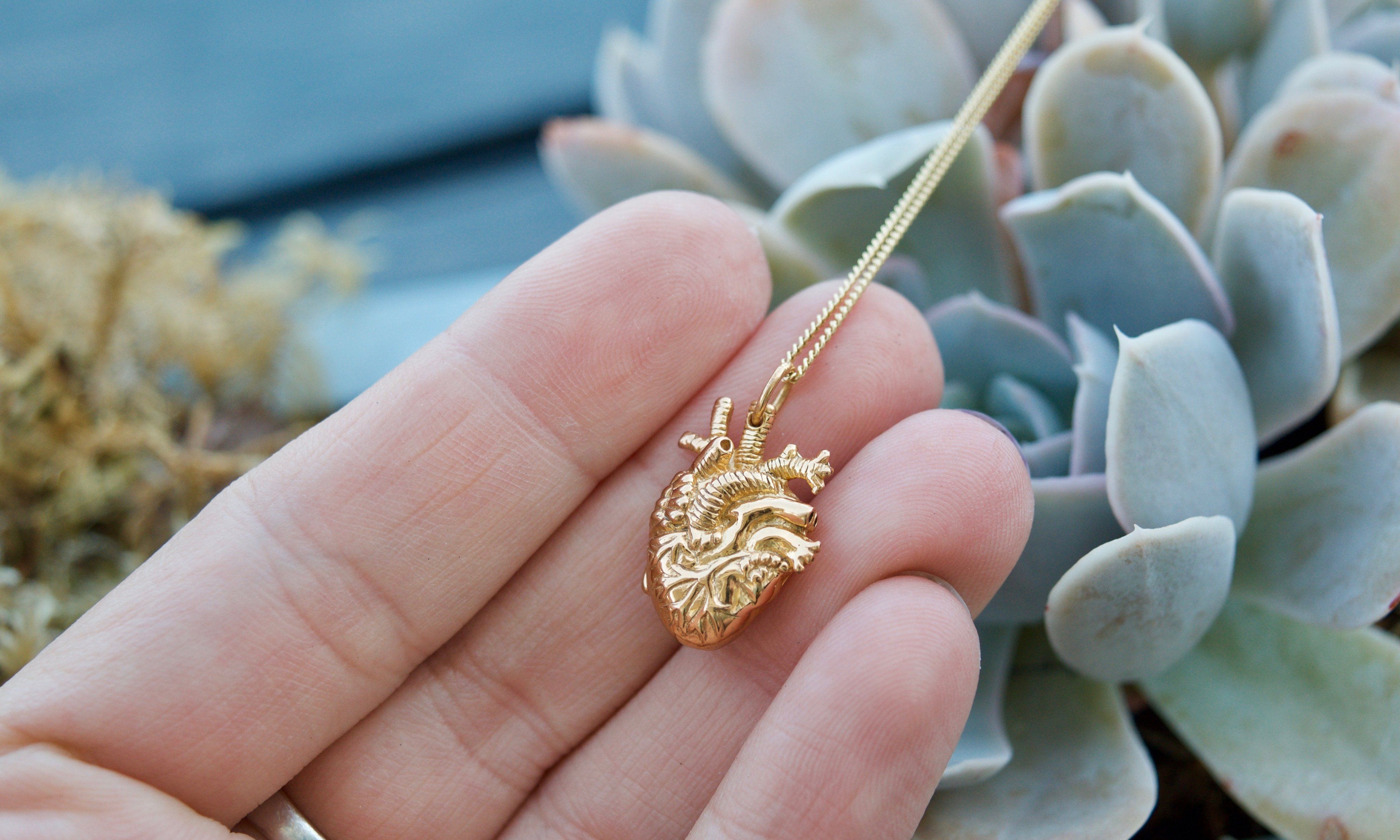 Tiny Gold Anatomical Heart