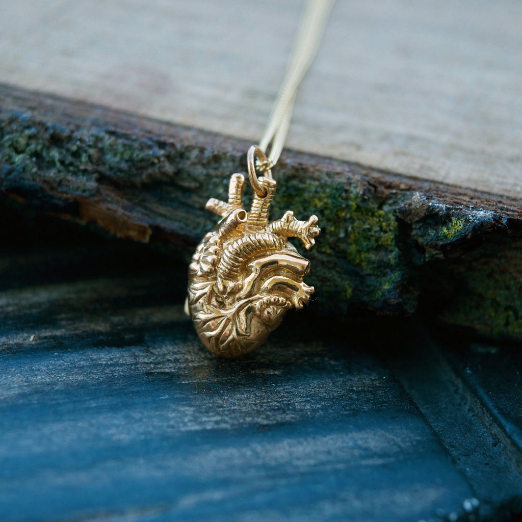 Tiny Gold Anatomical Heart