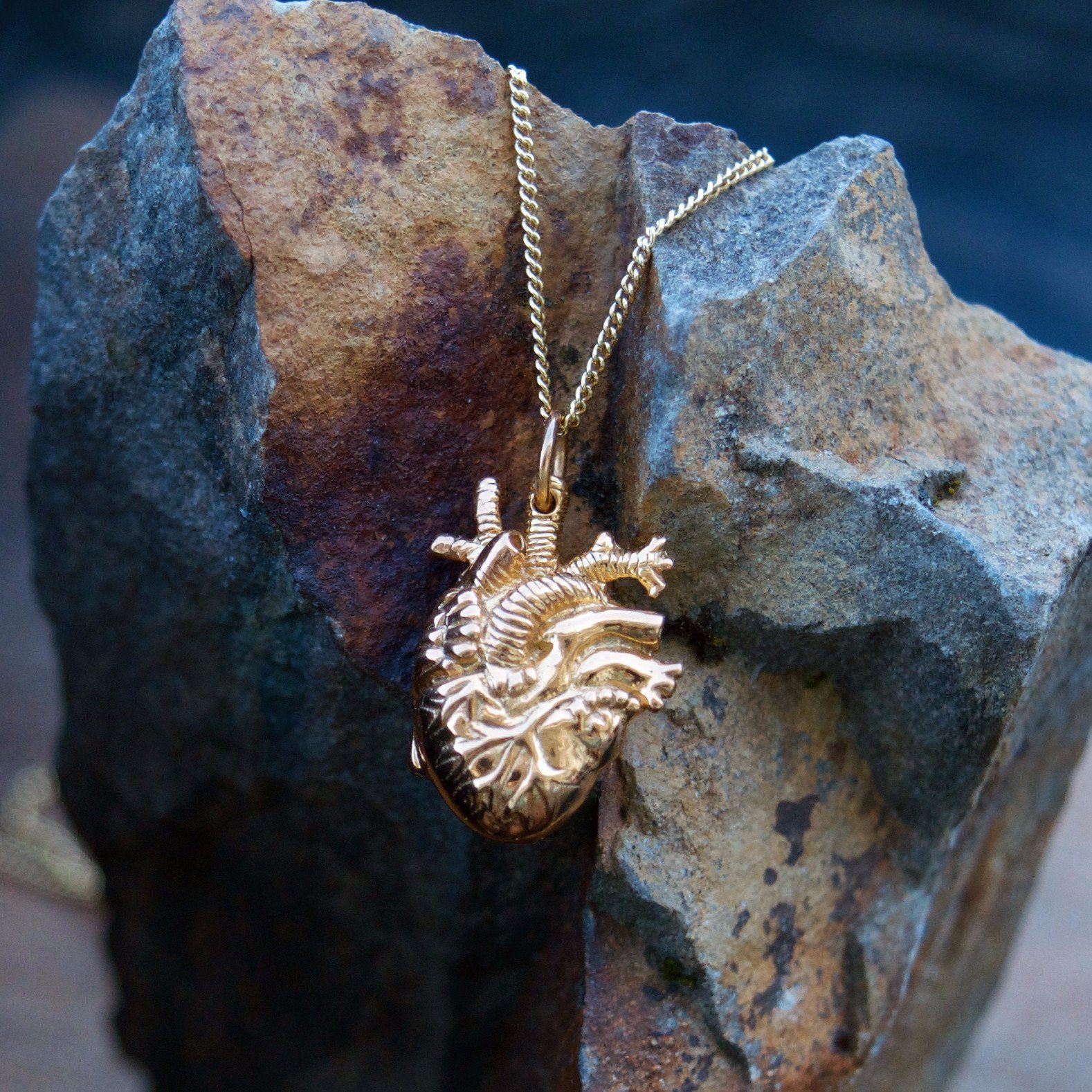 Tiny Gold Anatomical Heart