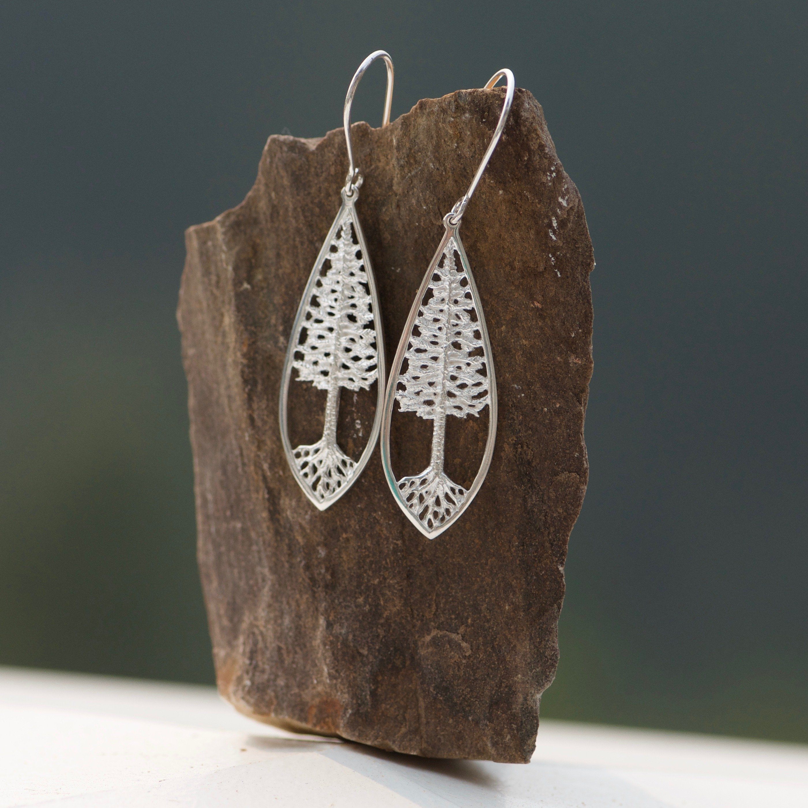 Boucles d'oreilles Arbre de Vie enraciné Mat