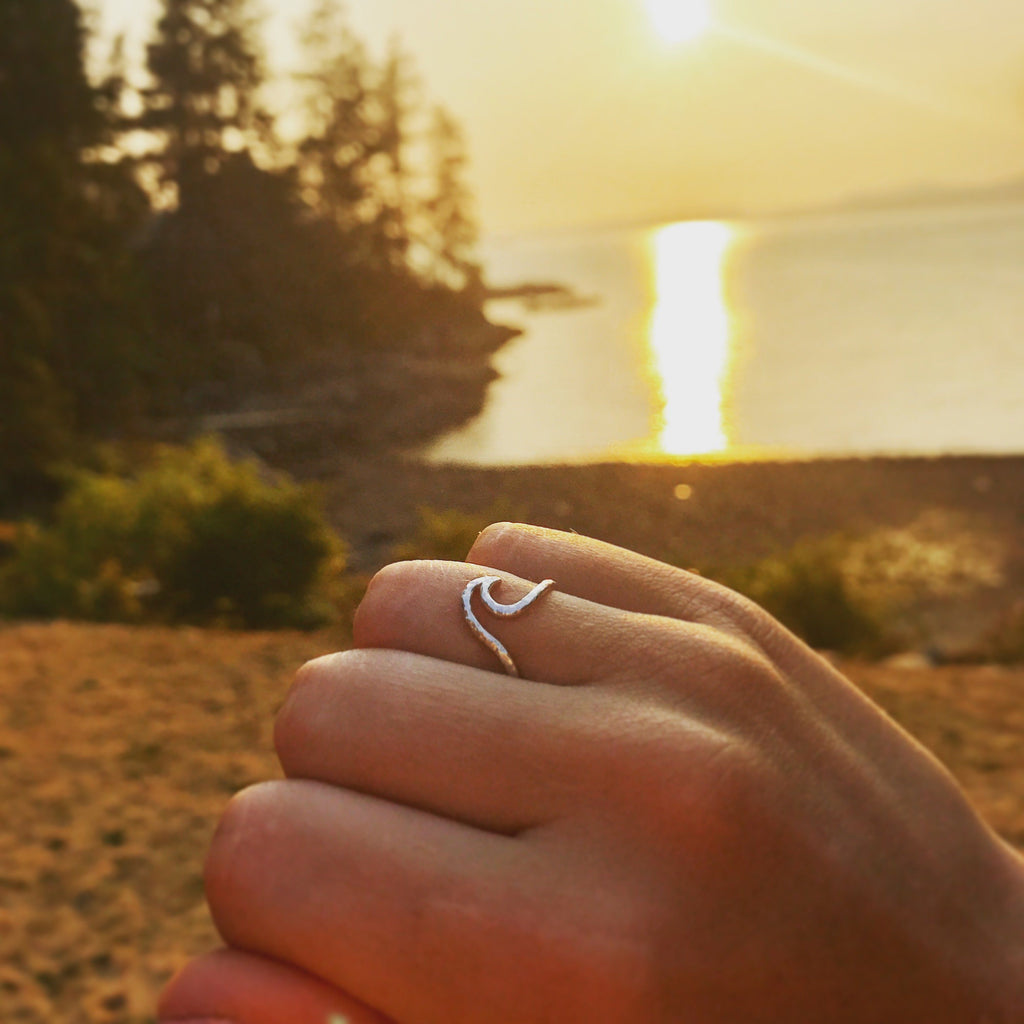 Hammered Wave Ring - Ocean Wave Silver Ring | Justine Brooks