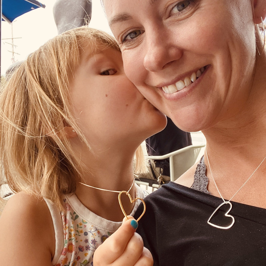 Mommy & Me Heart Necklace Gold