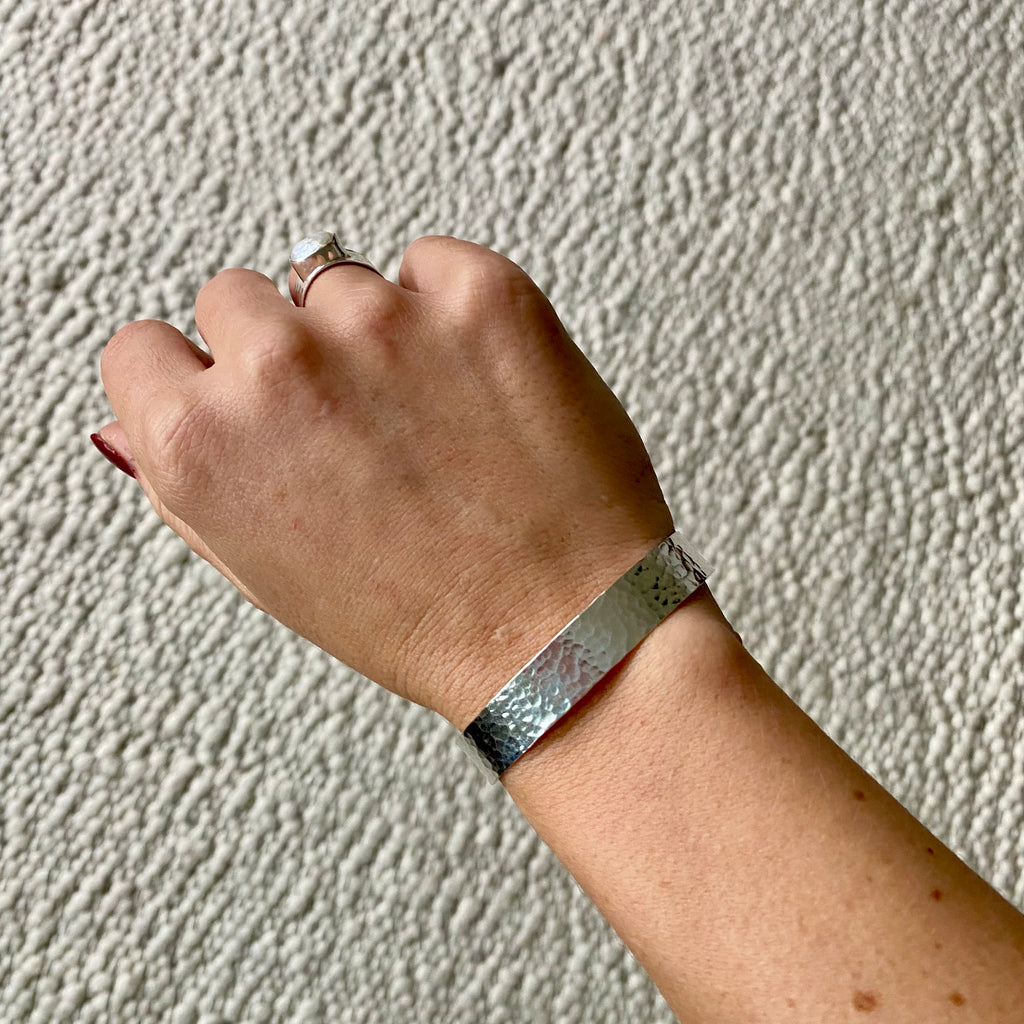 Silver hammered cuff